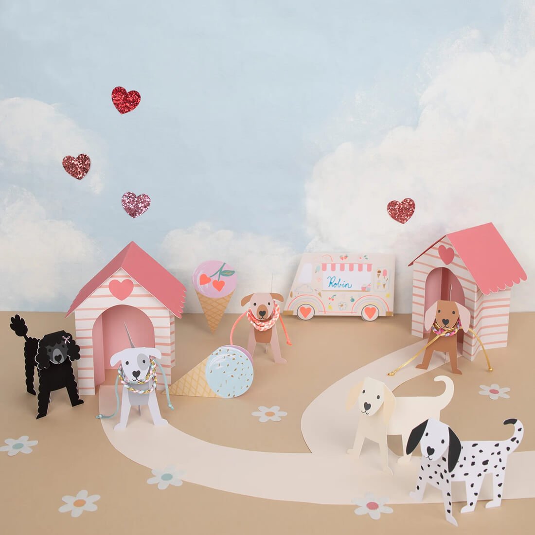 Meri Meri Party Dog Valentine Cards & Friendship Bracelets Set (12ct) - bubblegum market