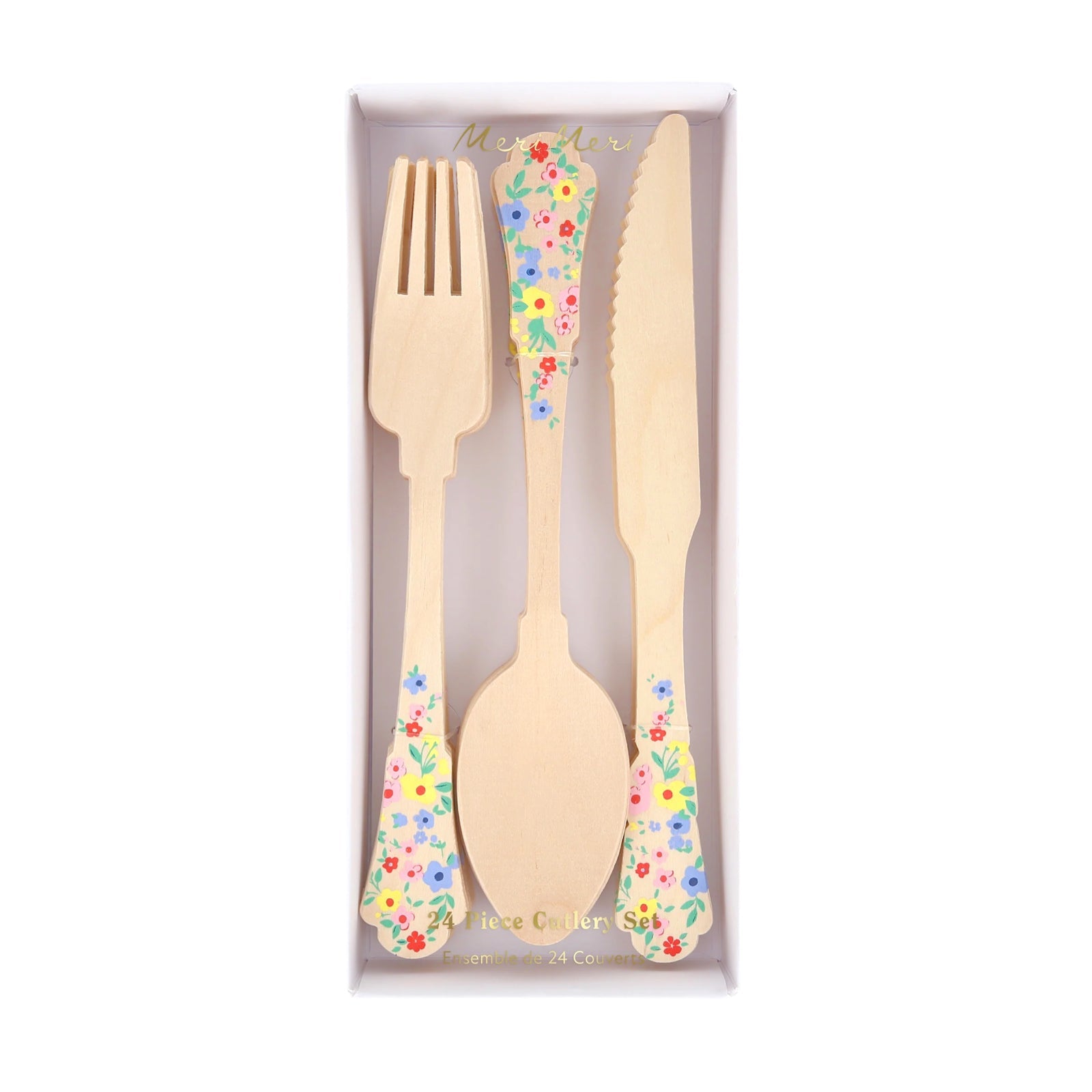 Meri Meri Party Elegant Floral Wooden Cutlery Set - bubblegum market