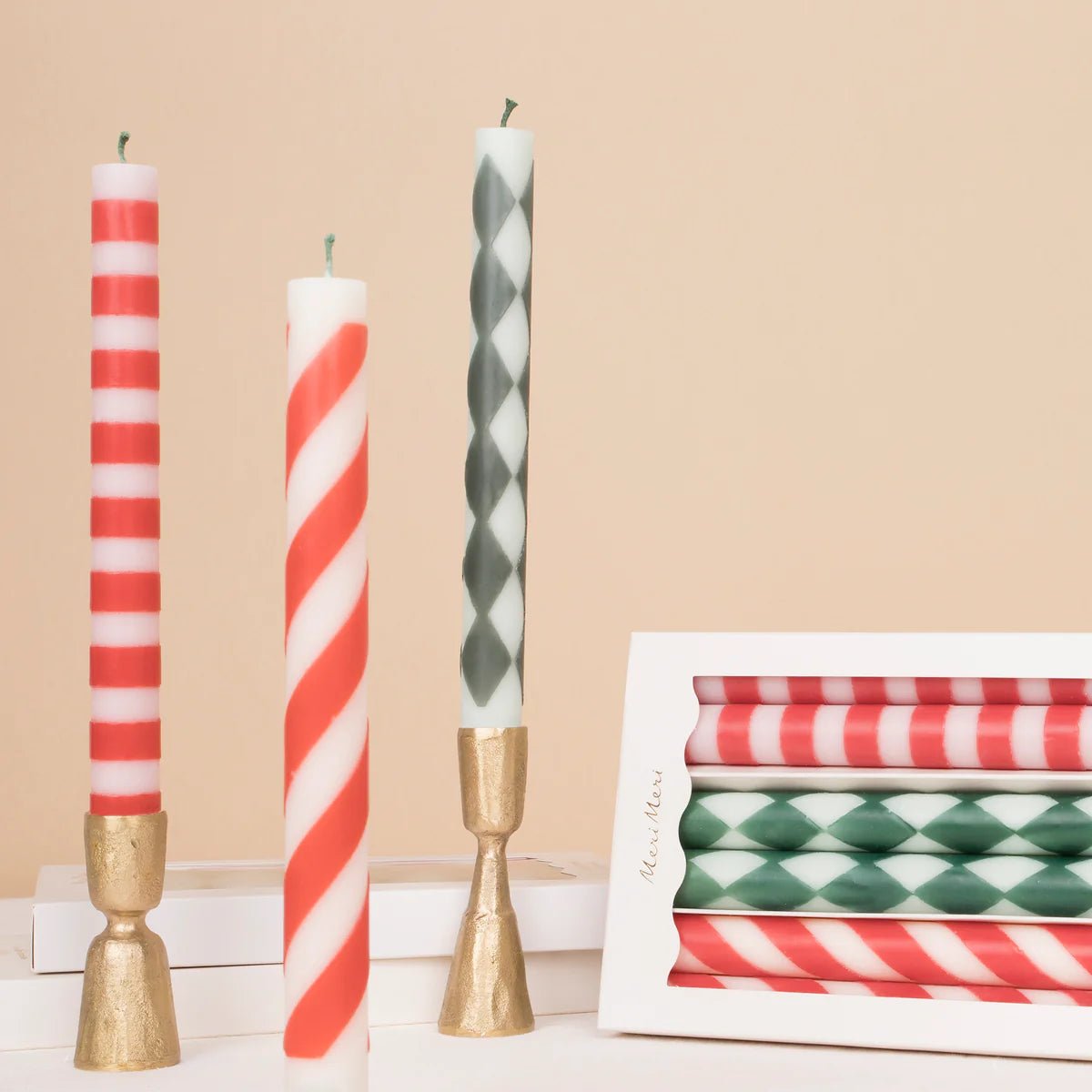 Meri Meri Party Festive Stripe Table Candles - bubblegum market