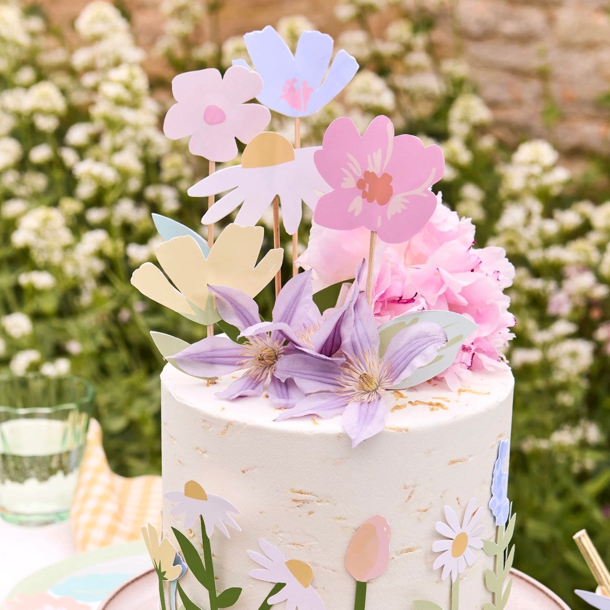 Meri Meri Party Flower Cake Wrap & Toppers - bubblegum market