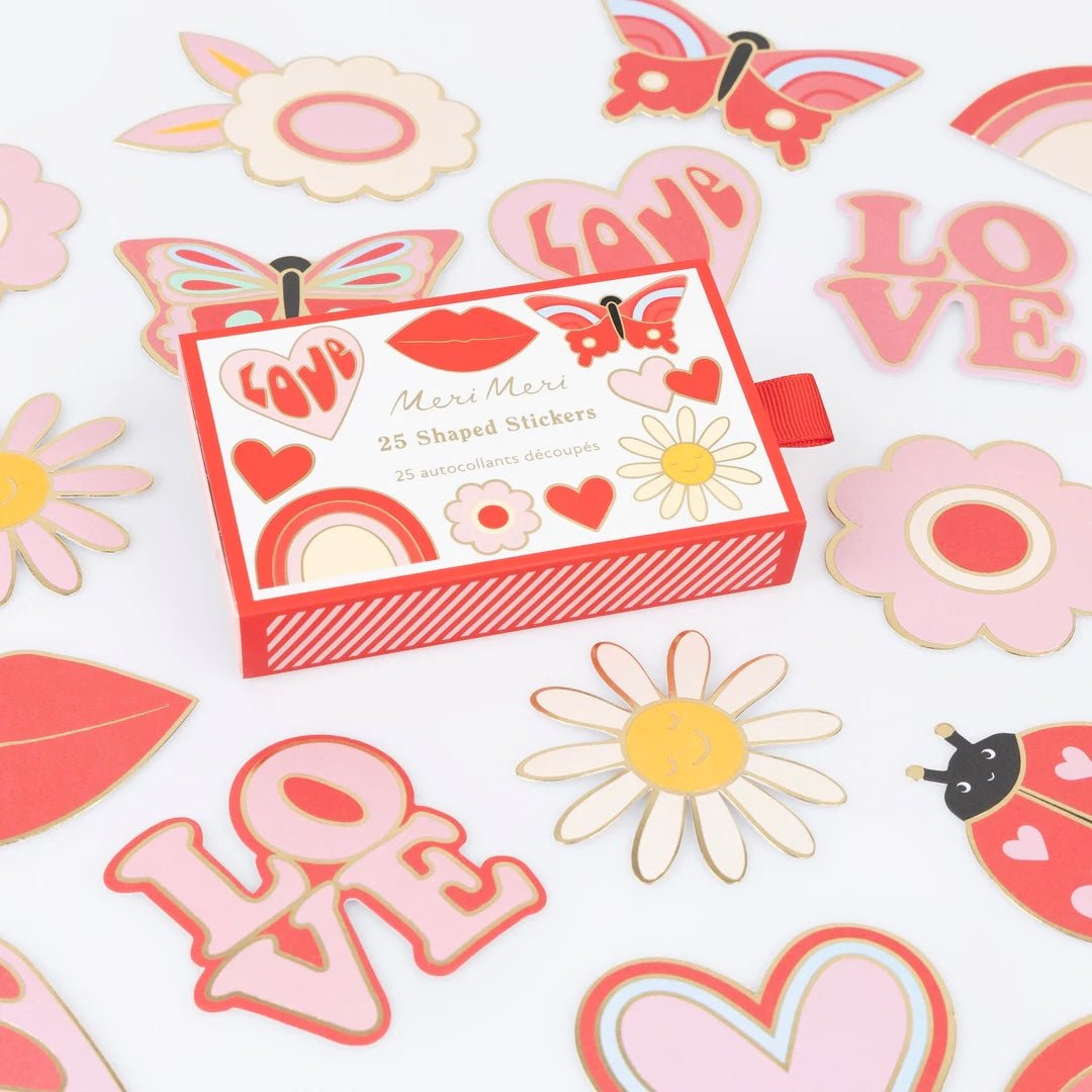 Meri Meri Party Groovy Love Shaped Stickers - bubblegum market