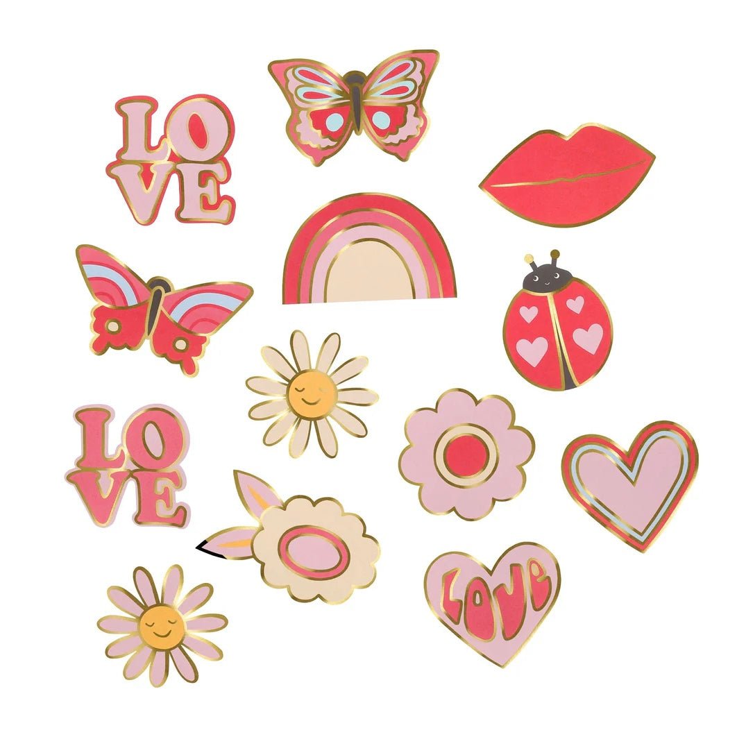 Meri Meri Party Groovy Love Shaped Stickers - bubblegum market