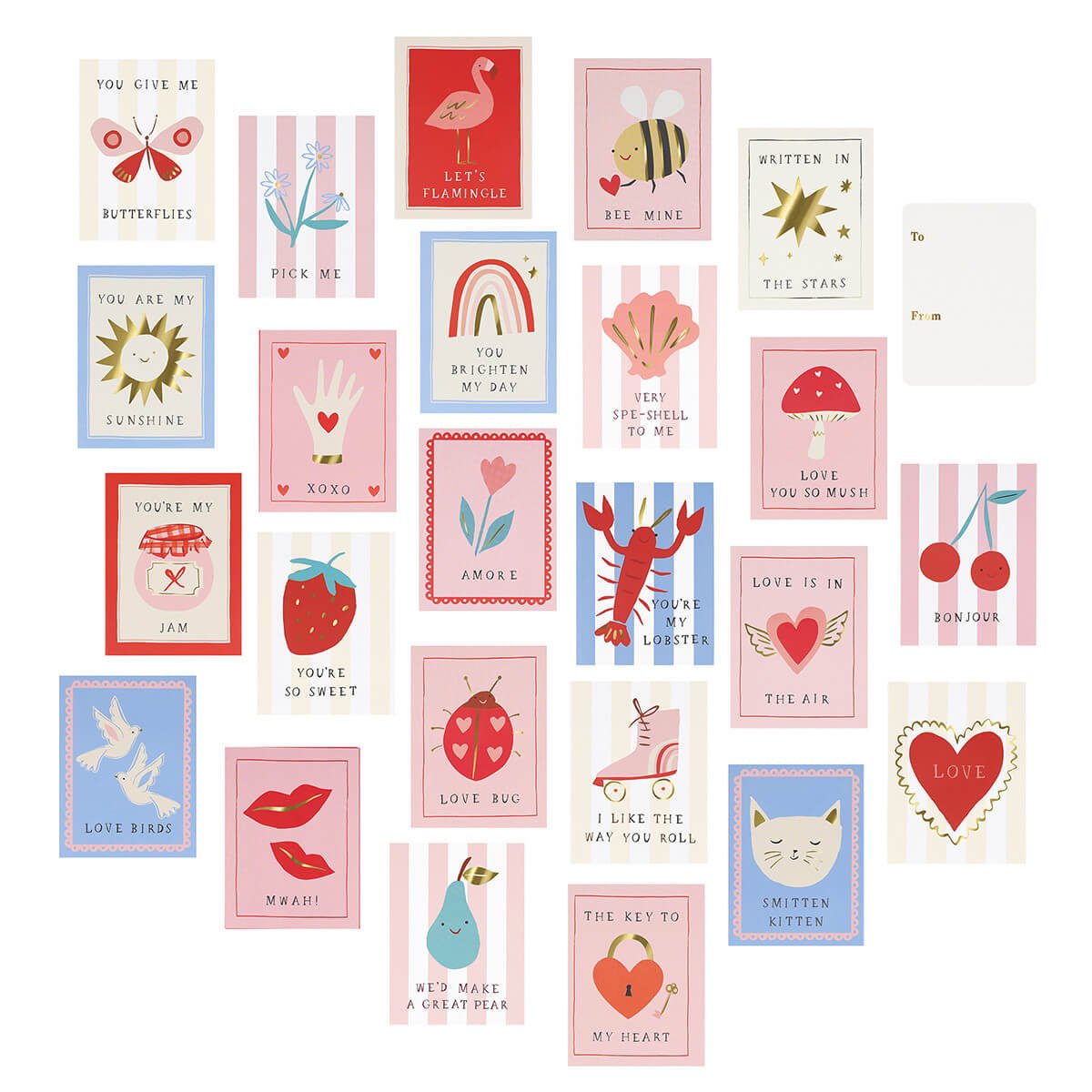 Meri Meri Party Icon Valentine Cards & Stickers Set (24ct) - bubblegum market