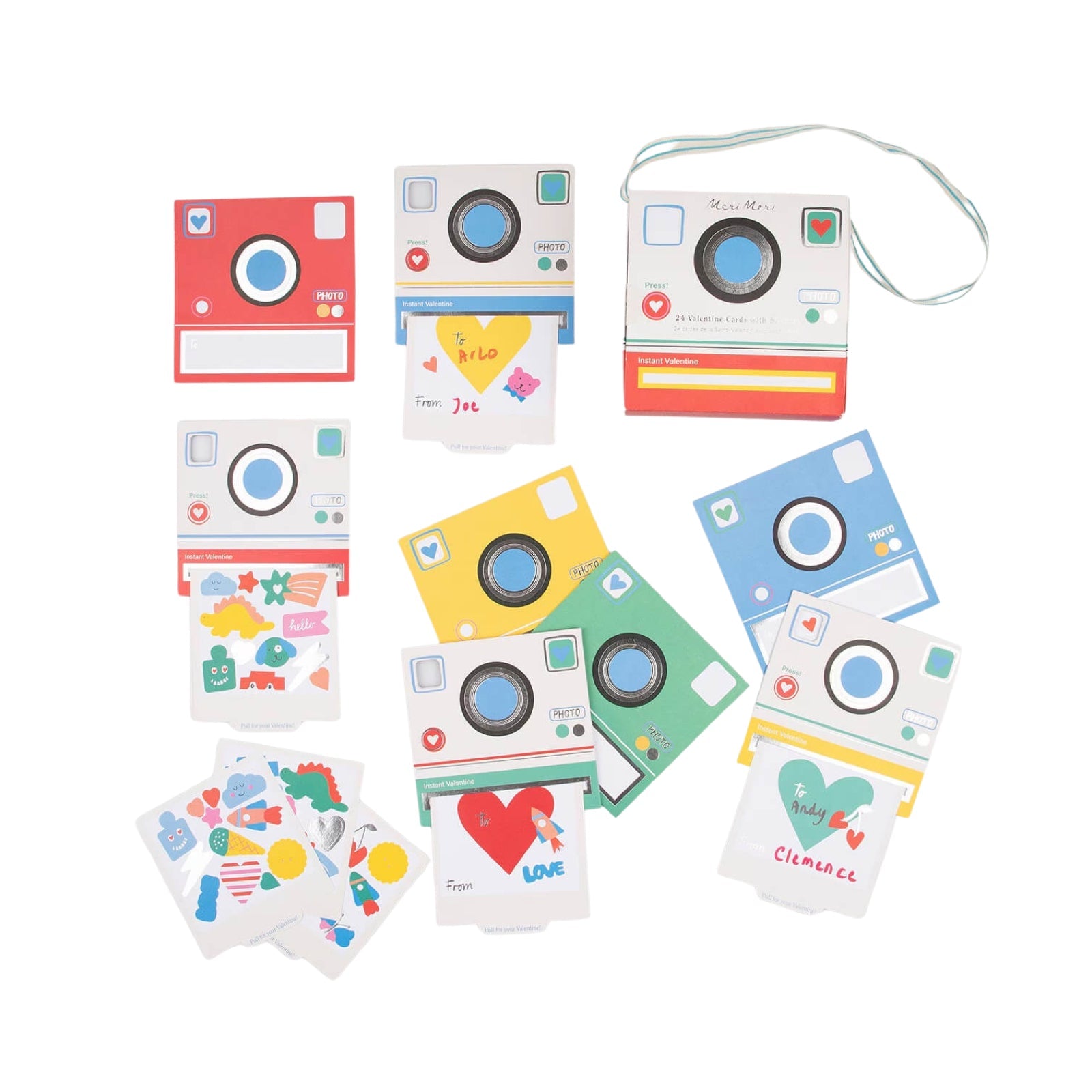 Meri Meri Party Instant Camera Valentine Cards & Stickers Set (24ct) - bubblegum market
