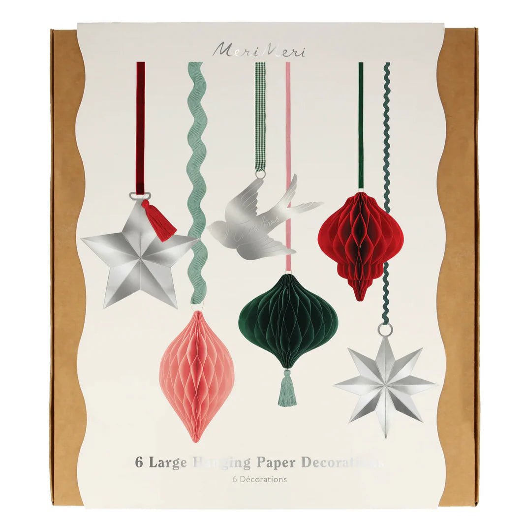 Meri Meri Party Large Hanging Holiday Honeycomb Decorations - bubblegum market