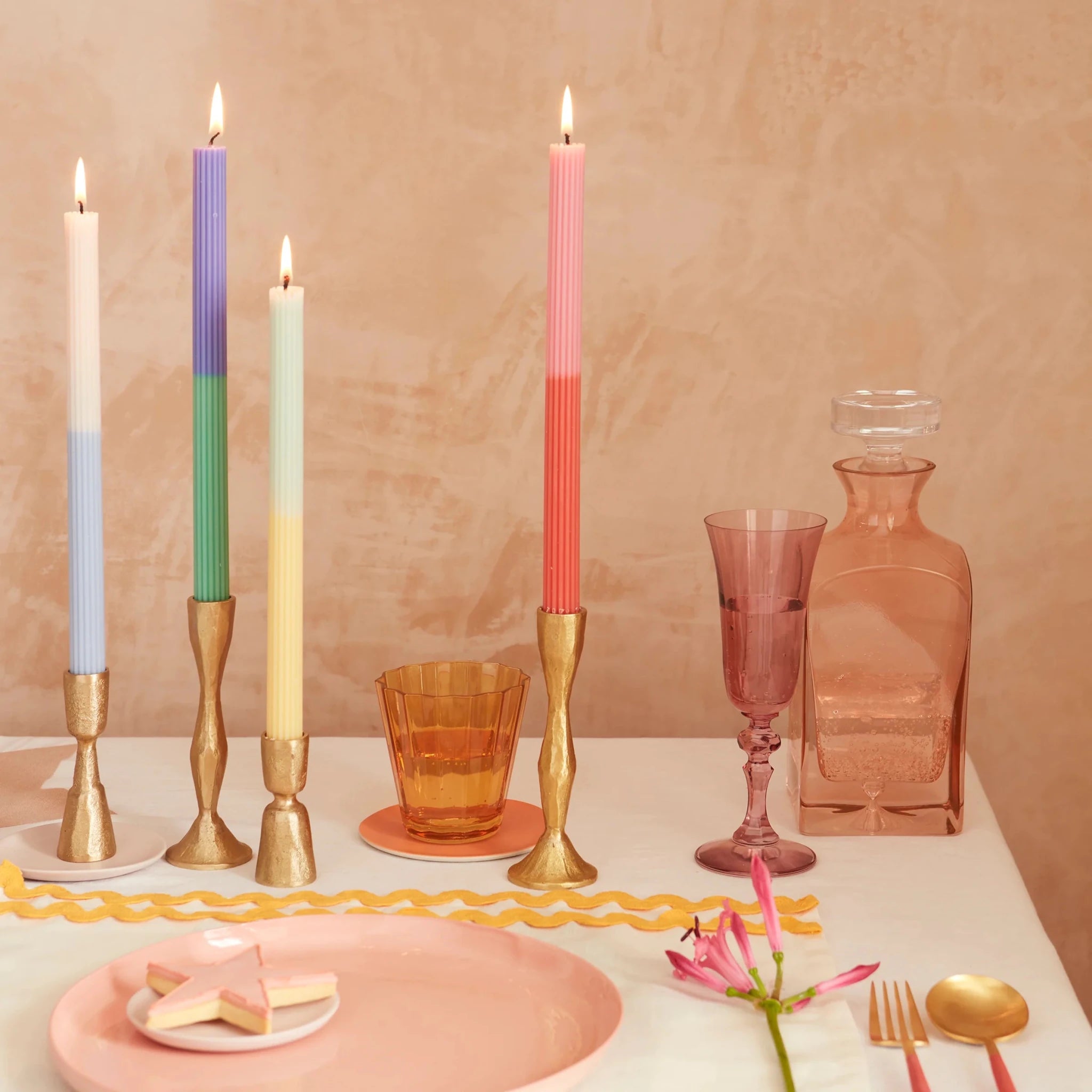 Meri Meri Party Multi Block Color Table Candles - bubblegum market