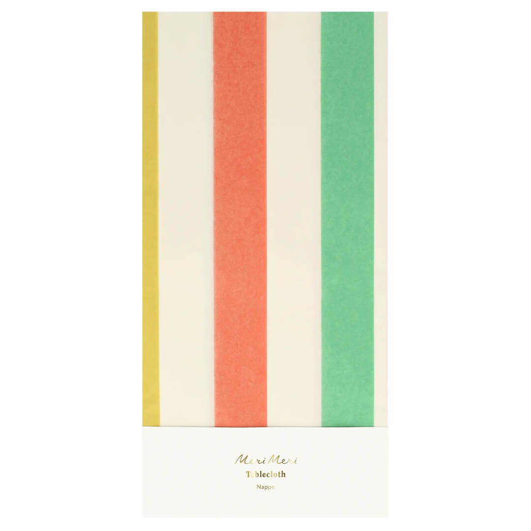 Meri Meri Party Multi Stripe Paper Tablecloth - bubblegum market