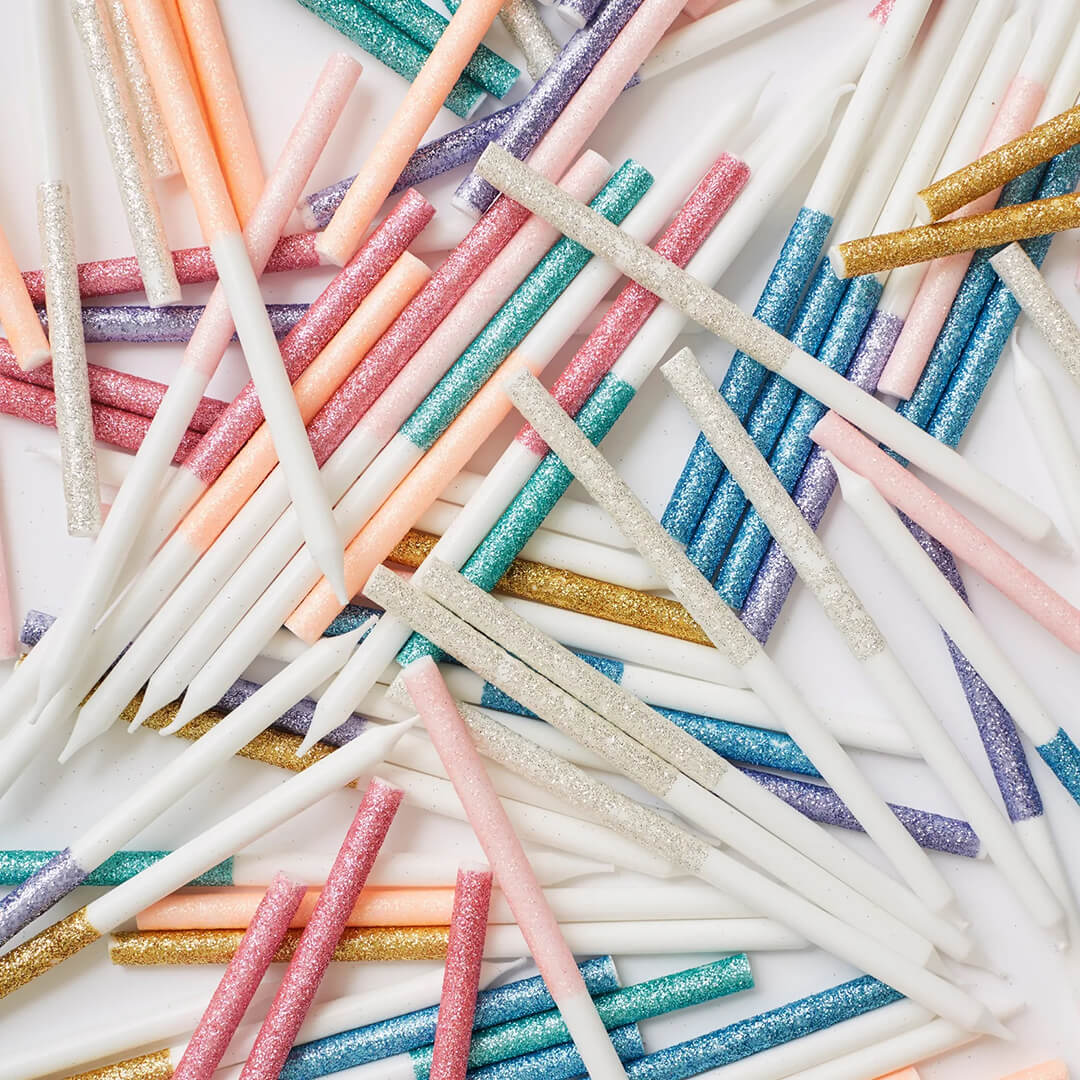 Meri Meri Party Multicolor Glitter Dipped Candles - bubblegum market