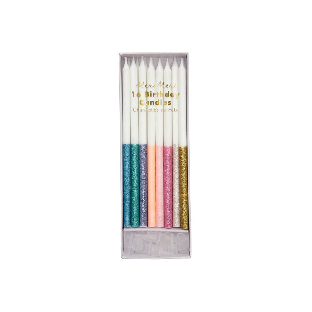Meri Meri Party Multicolor Glitter Dipped Candles - bubblegum market