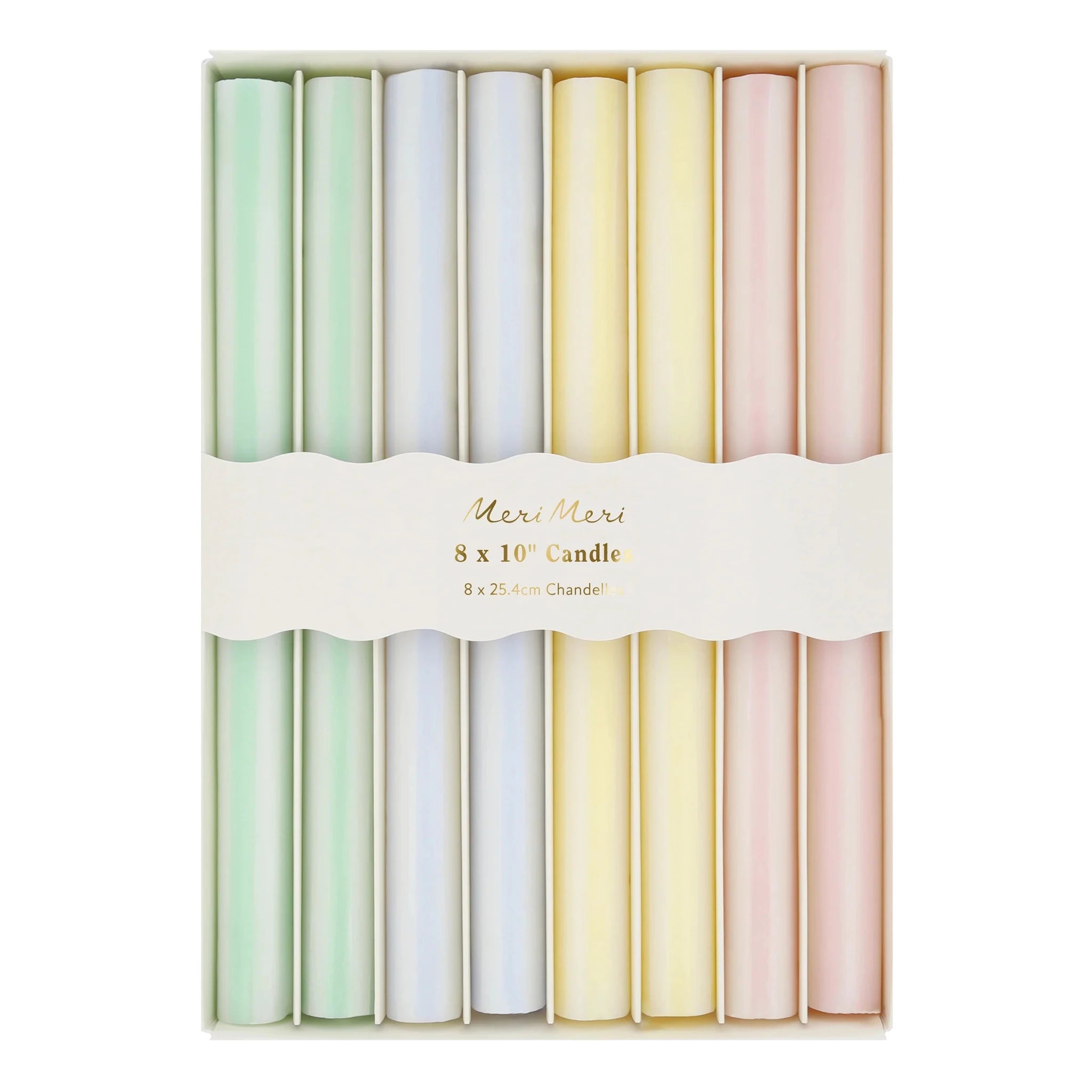 Meri Meri Party Pastel Striped Table Candles (Set of 8) - bubblegum market