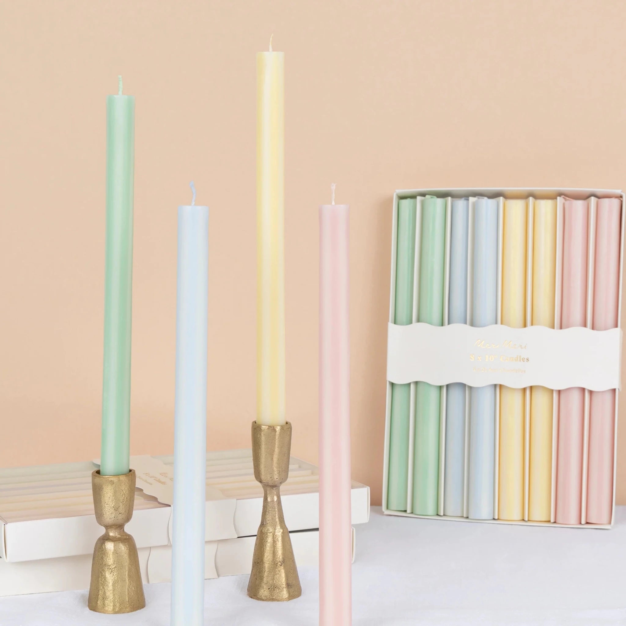 Meri Meri Party Pastel Striped Table Candles (Set of 8) - bubblegum market
