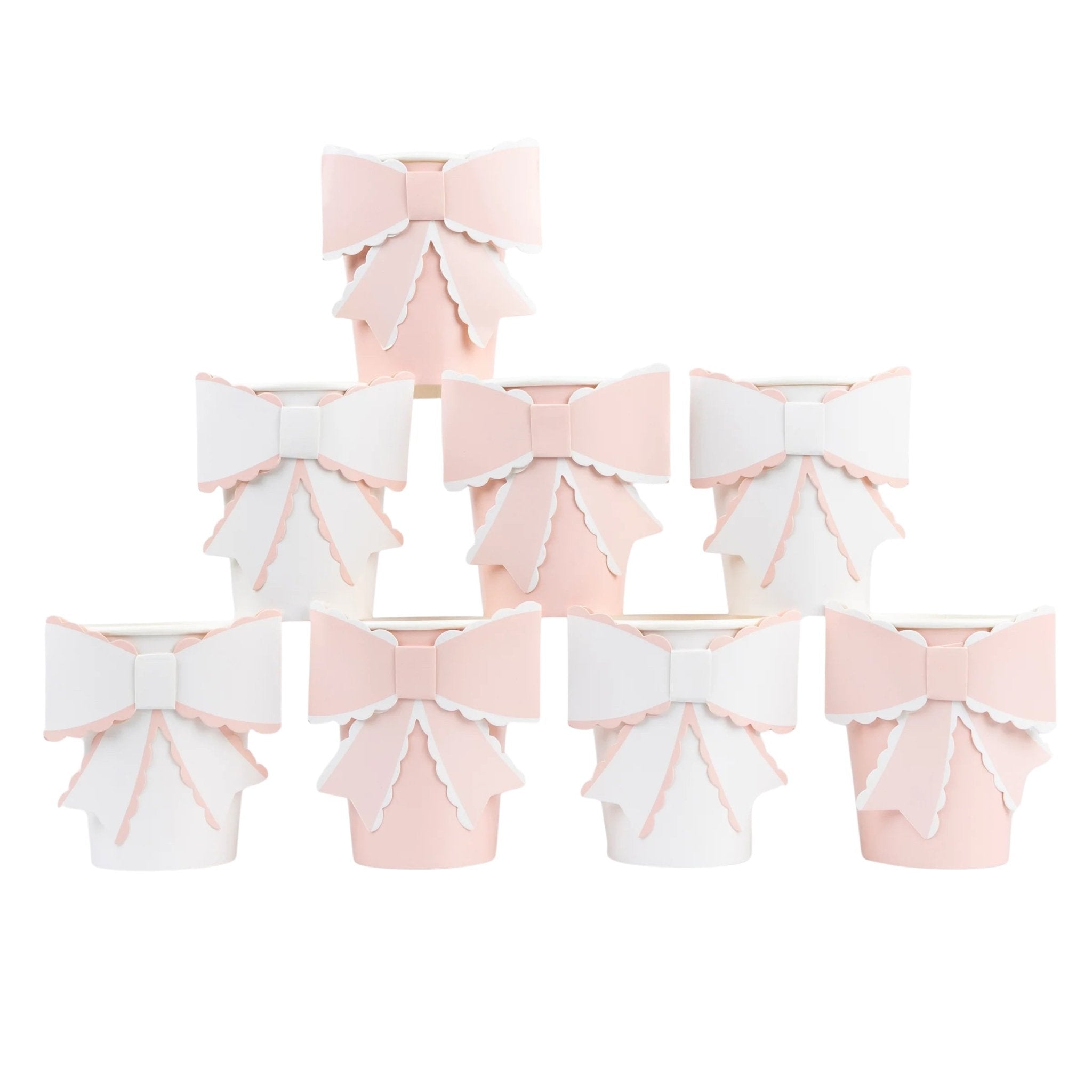 Meri Meri Party Pink & White Scalloped Bow Cups - bubblegum market