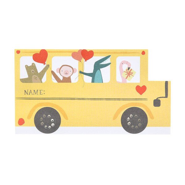 Meri Meri Party School Bus Valentine Cards & Friendship Bracelets Set (12ct) - bubblegum market