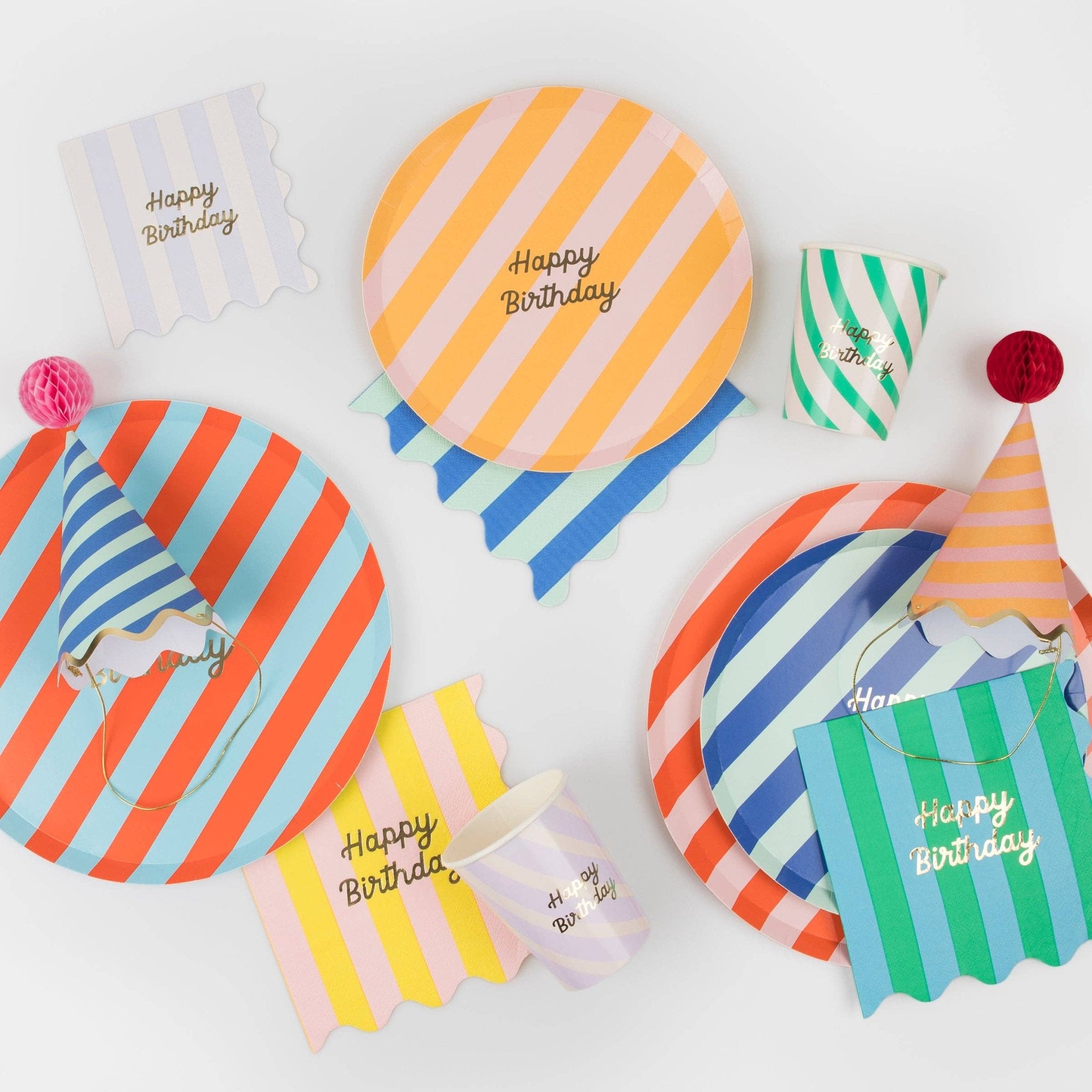 Meri Meri Party Stripe Happy Birthday Cups - bubblegum market