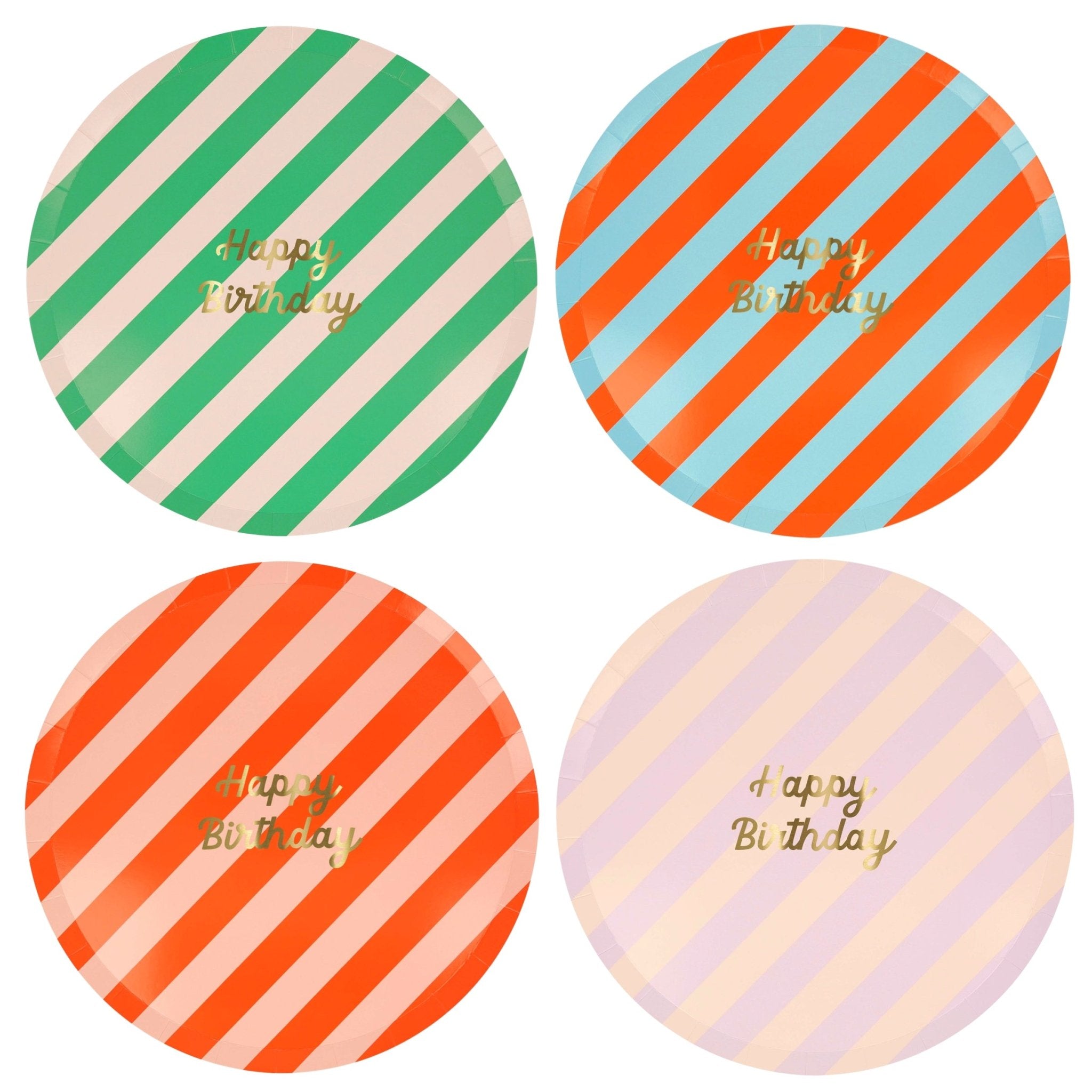 Meri Meri Party Stripe Happy Birthday Dinner Plates - bubblegum market
