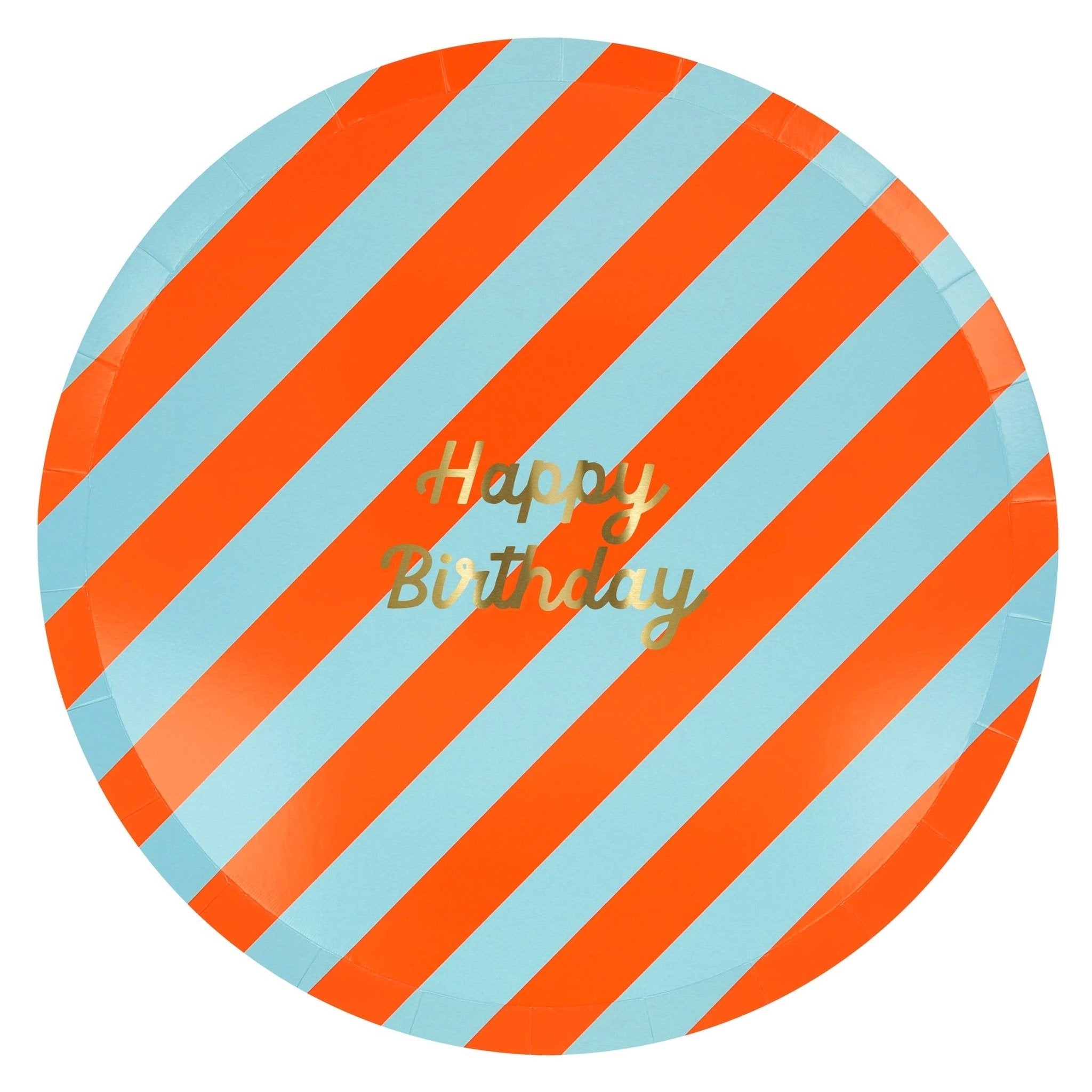Meri Meri Party Stripe Happy Birthday Dinner Plates - bubblegum market