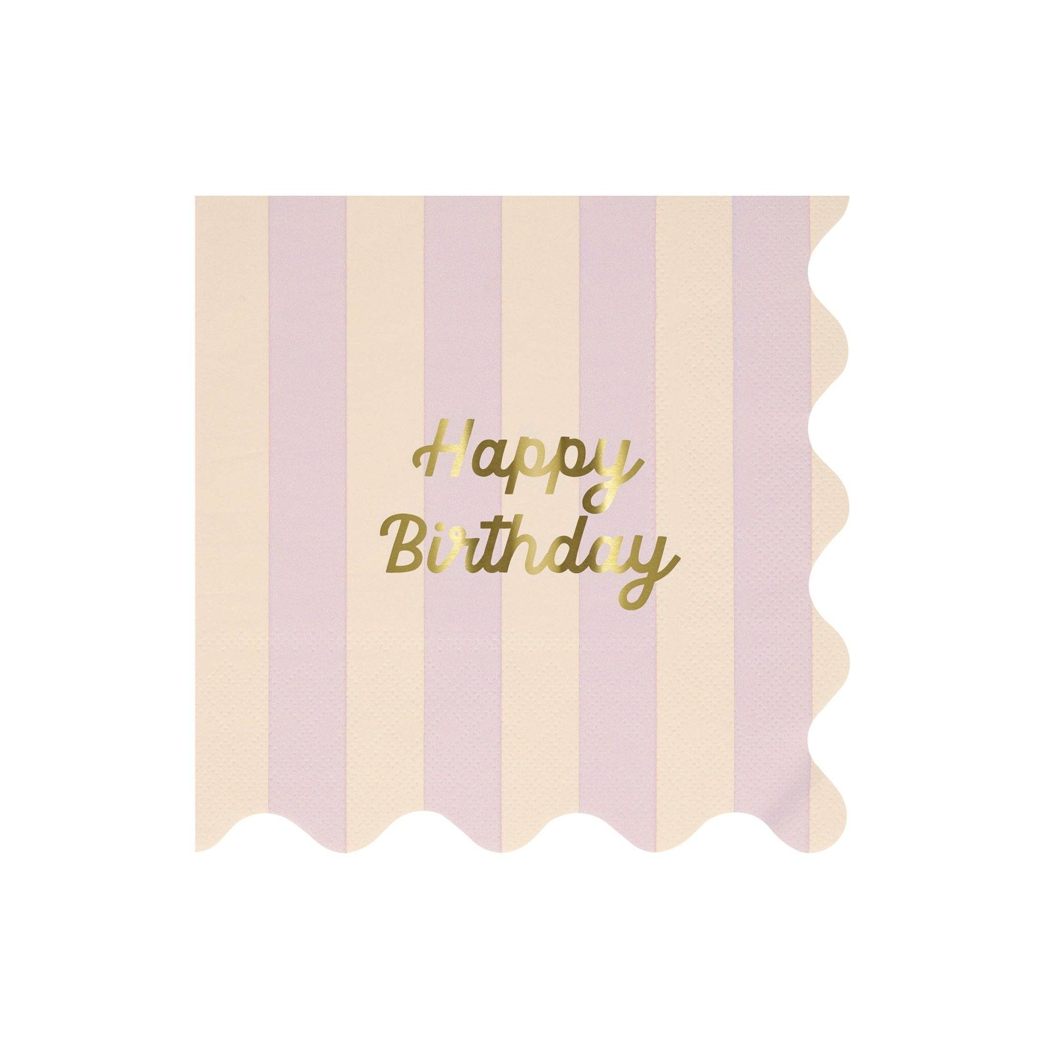 Meri Meri Party Stripe Happy Birthday Large Napkins - bubblegum market