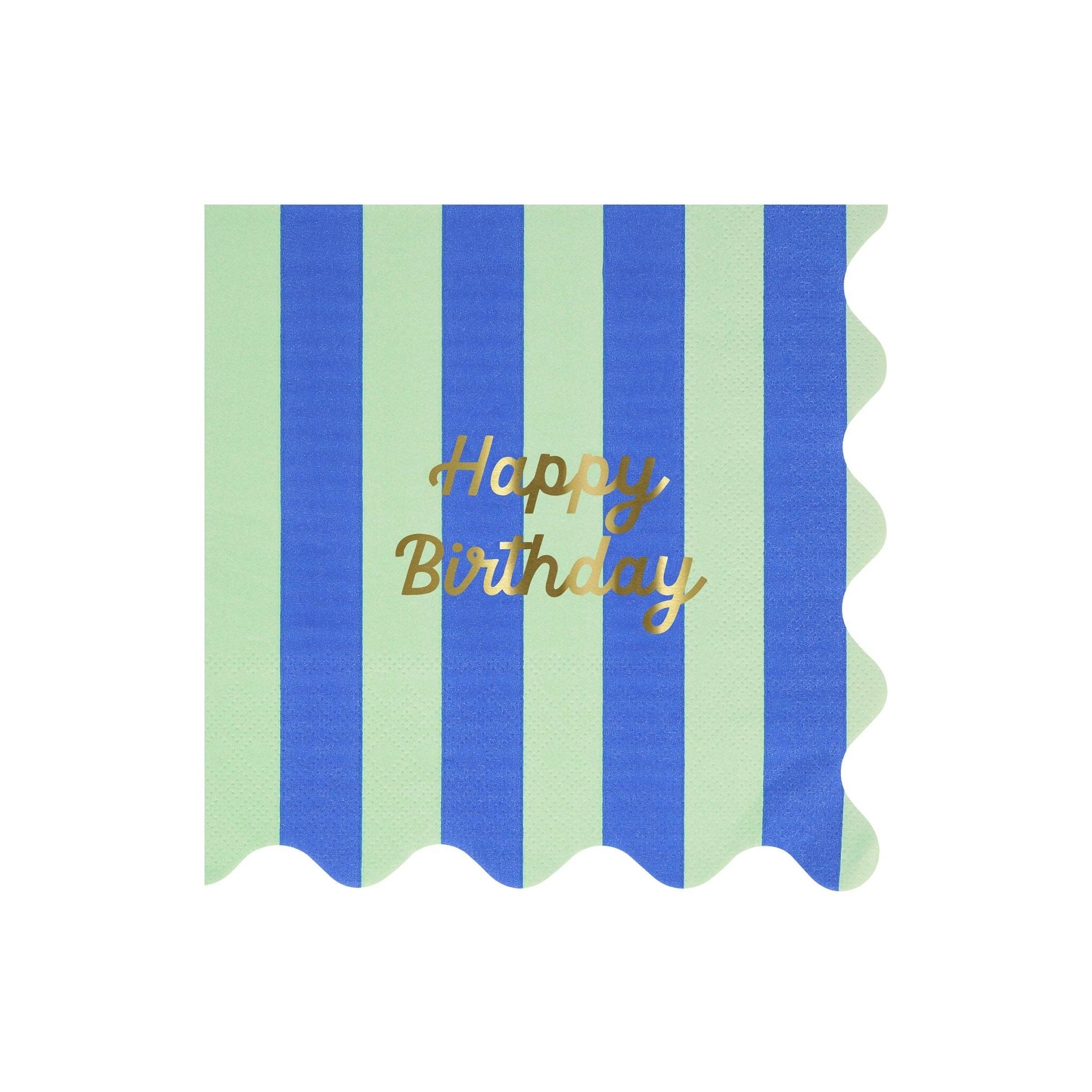 Meri Meri Party Stripe Happy Birthday Large Napkins - bubblegum market