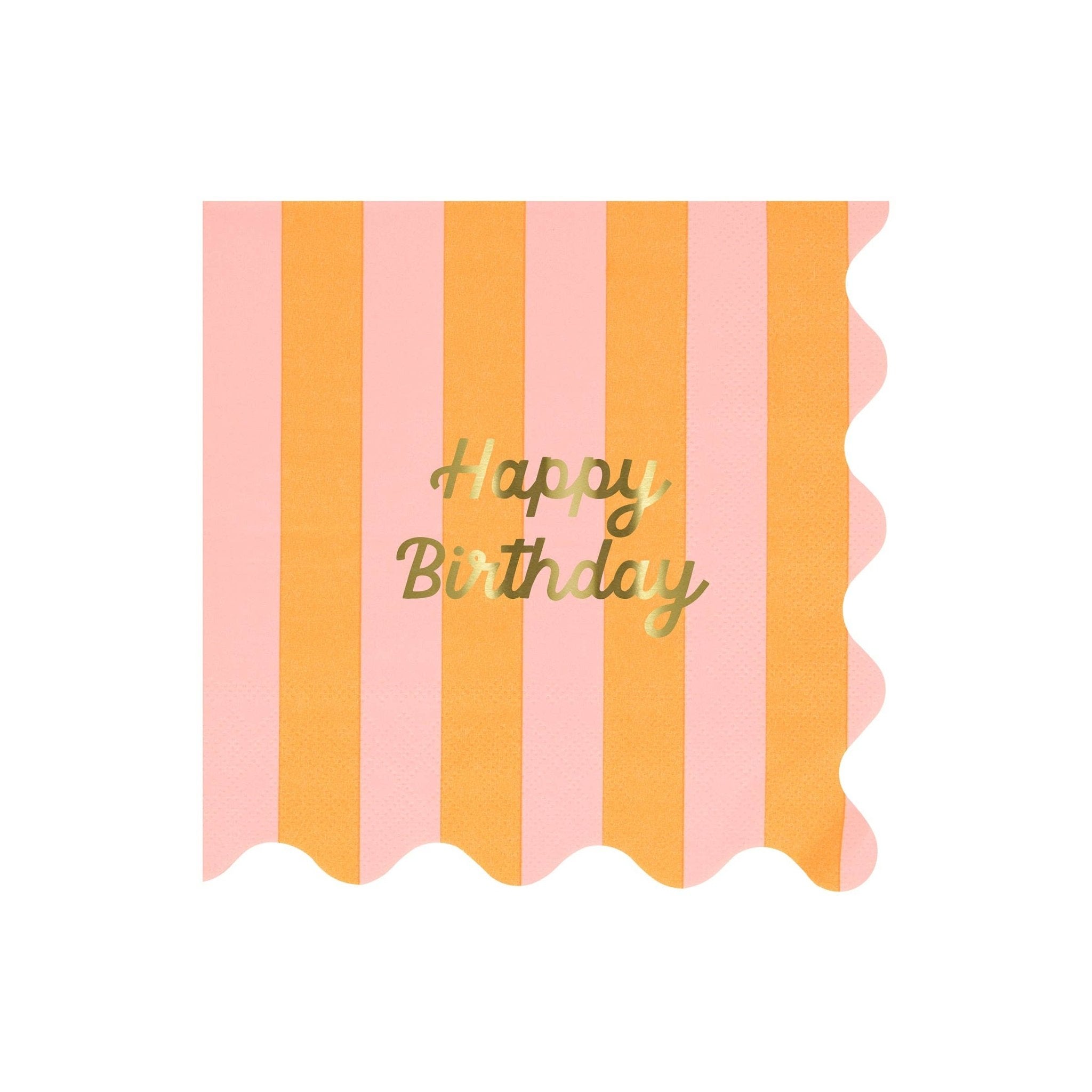 Meri Meri Party Stripe Happy Birthday Large Napkins - bubblegum market