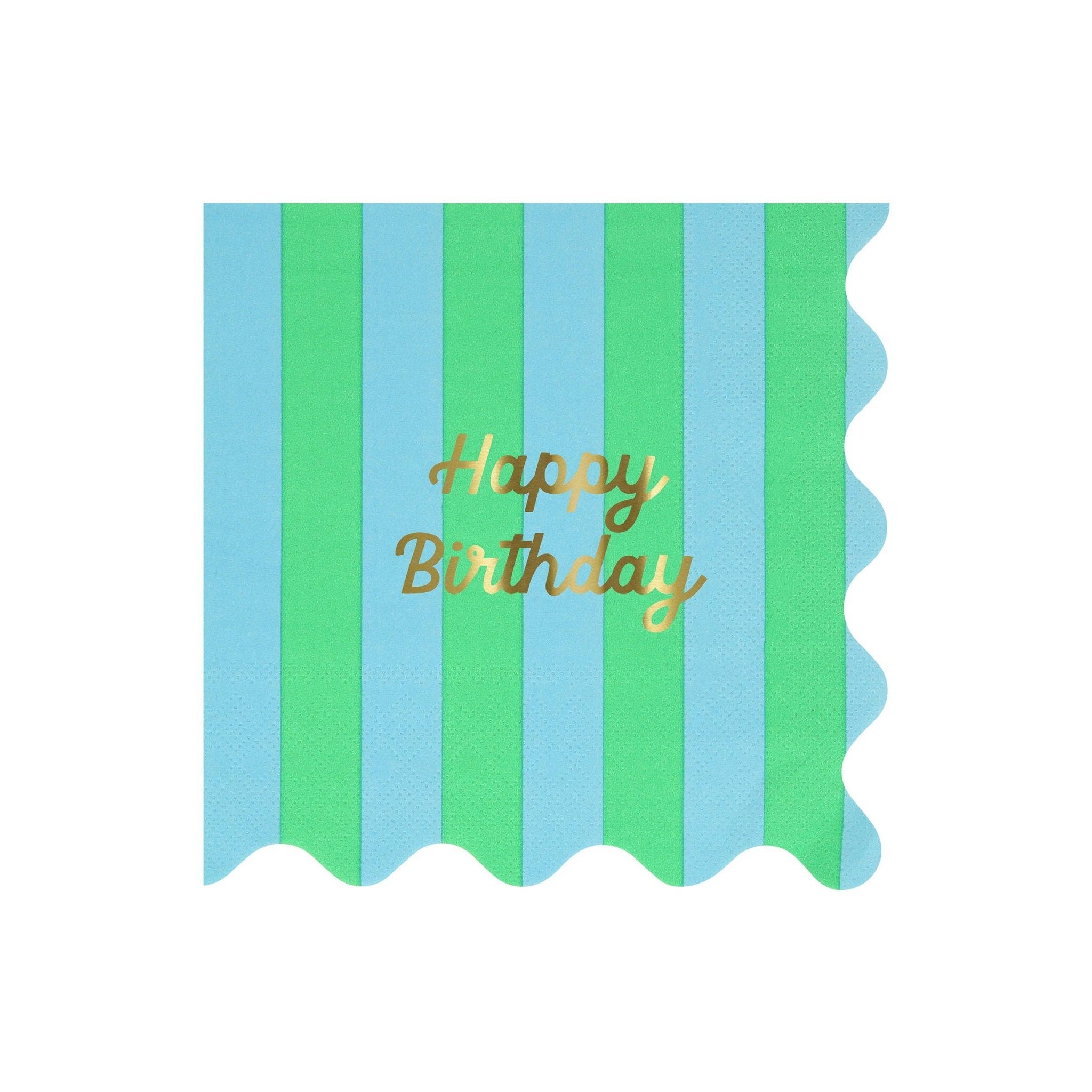 Meri Meri Party Stripe Happy Birthday Large Napkins - bubblegum market