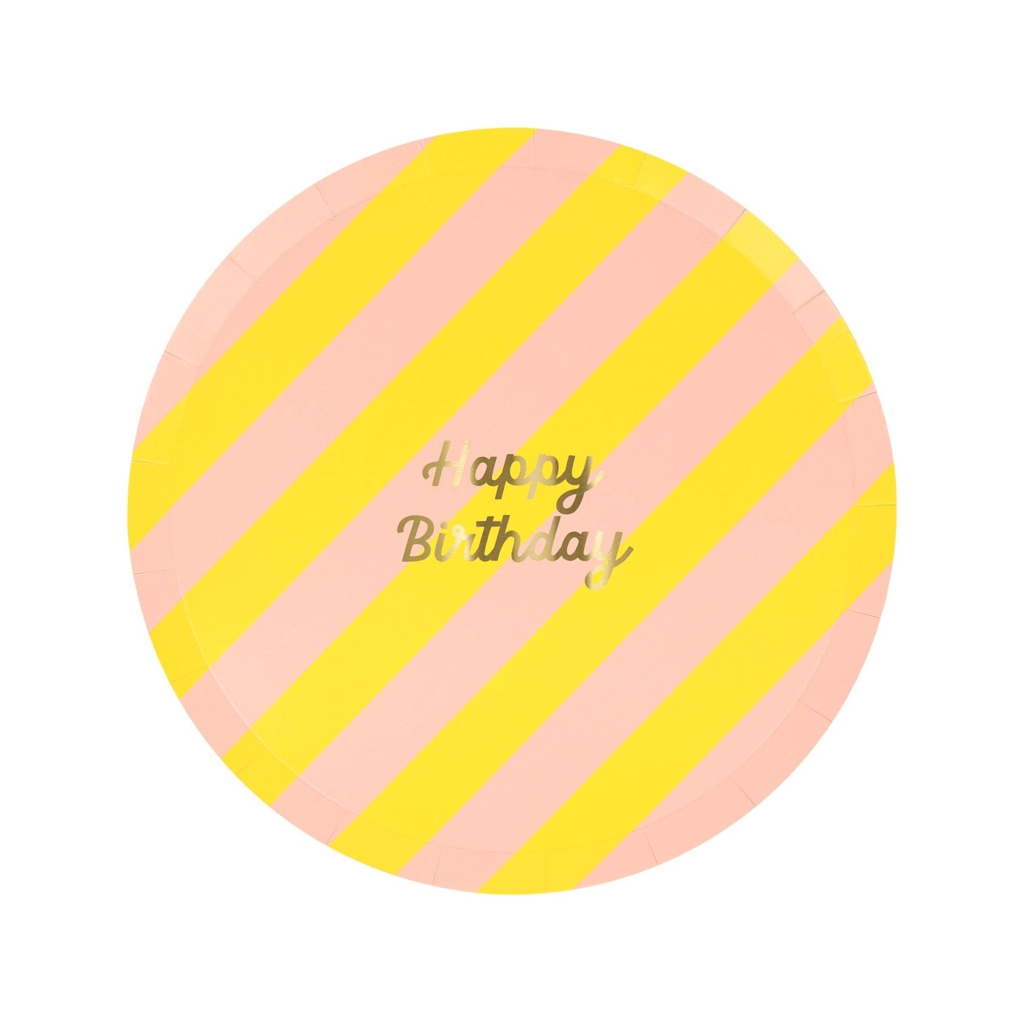 Meri Meri Party Stripe Happy Birthday Side Plates - bubblegum market