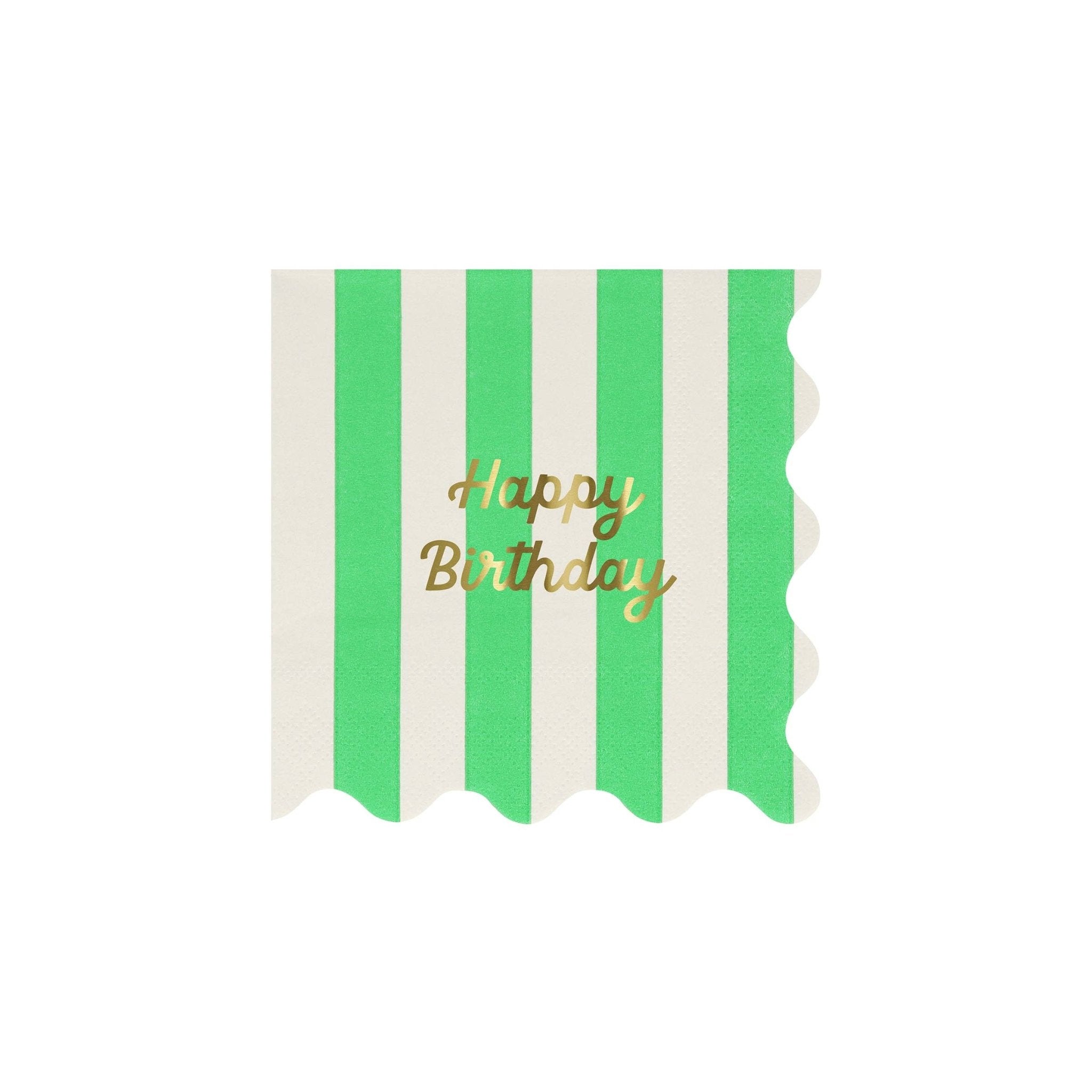 Meri Meri Party Stripe Happy Birthday Small Napkins - bubblegum market