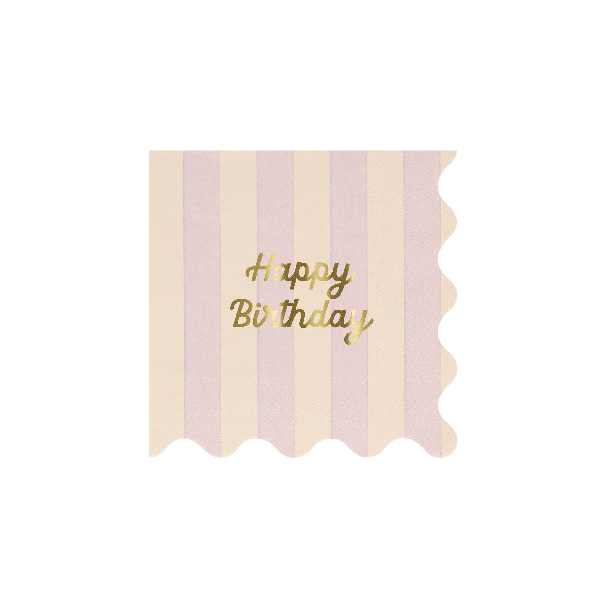Meri Meri Party Stripe Happy Birthday Small Napkins - bubblegum market