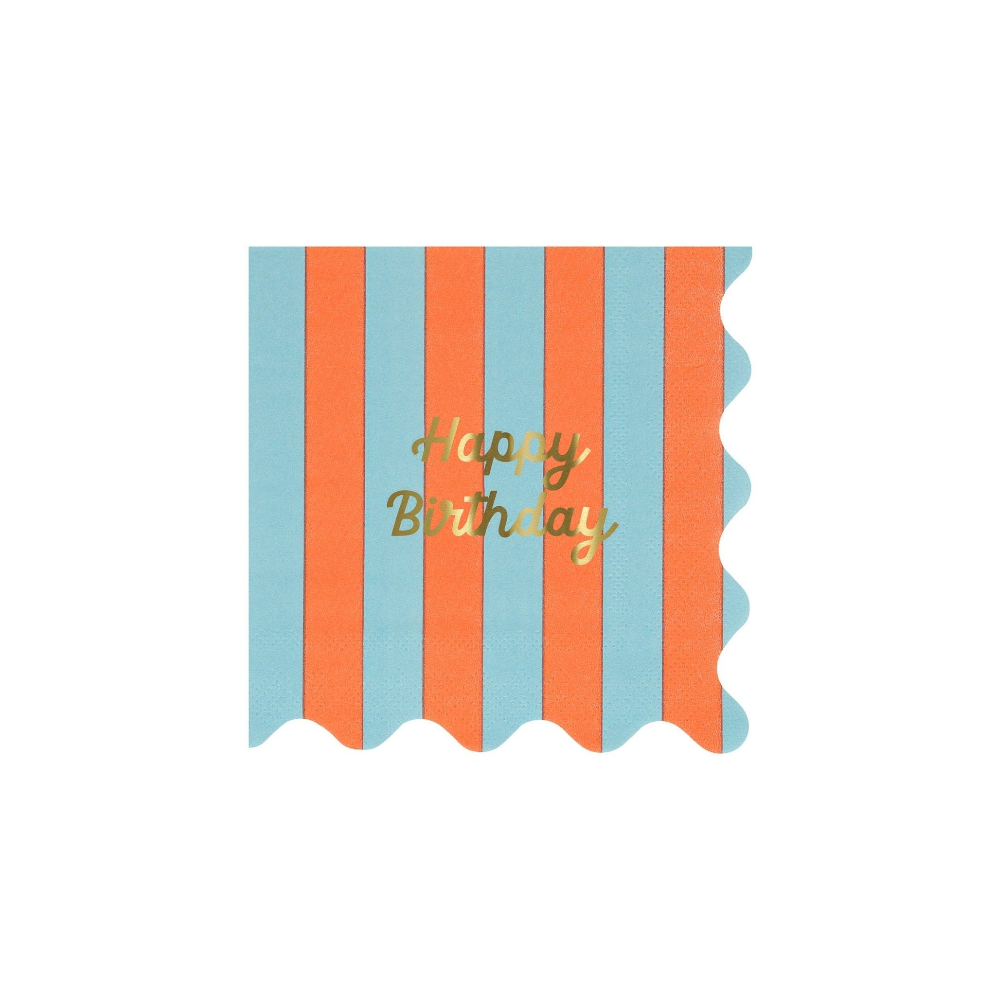 Meri Meri Party Stripe Happy Birthday Small Napkins - bubblegum market