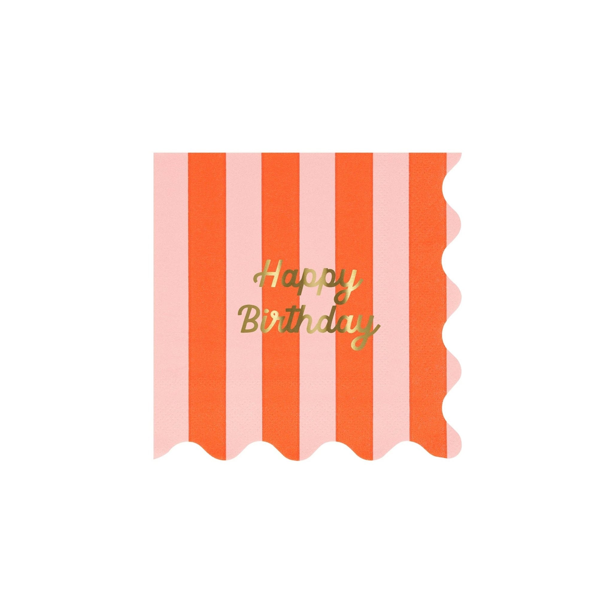 Meri Meri Party Stripe Happy Birthday Small Napkins - bubblegum market