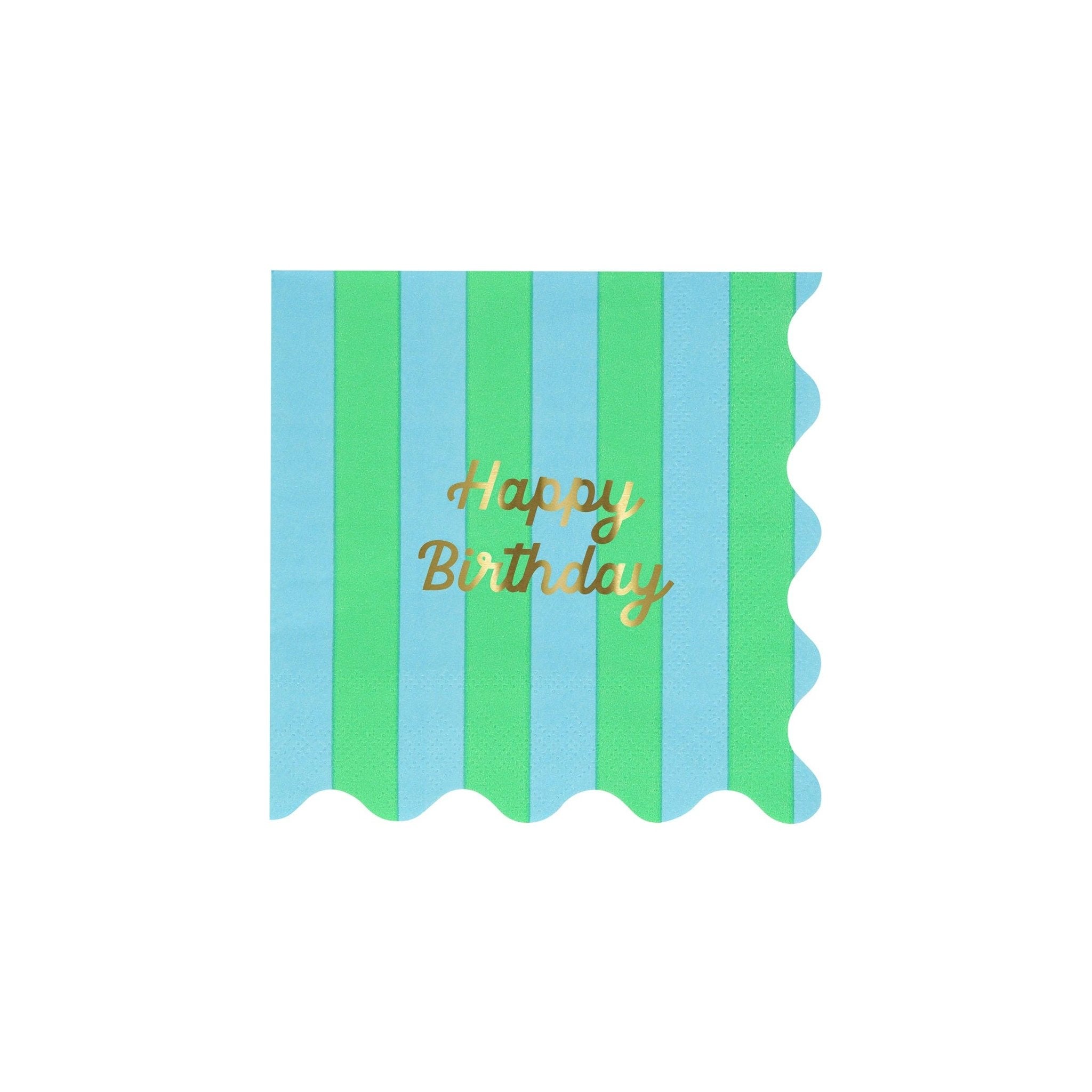 Meri Meri Party Stripe Happy Birthday Small Napkins - bubblegum market