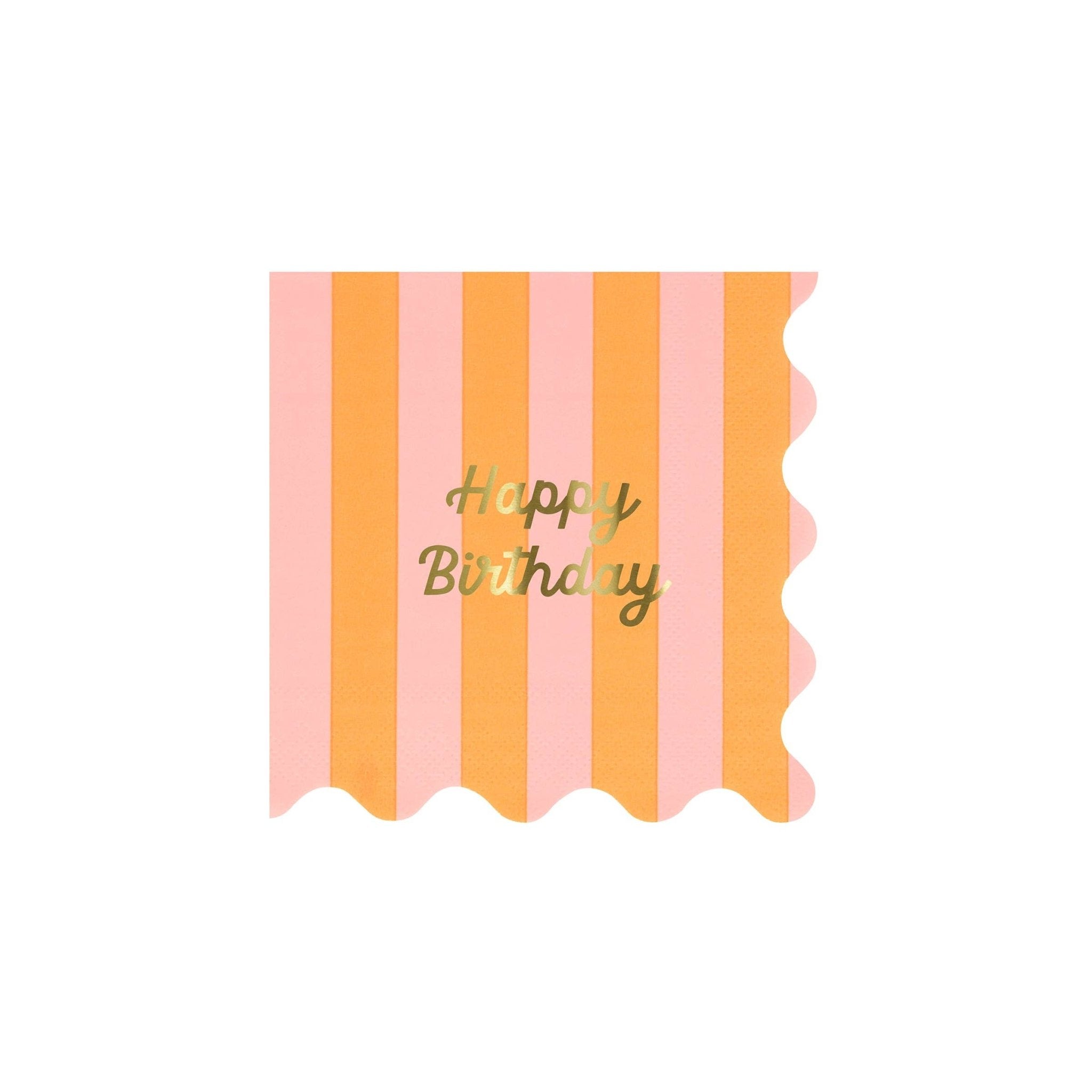 Meri Meri Party Stripe Happy Birthday Small Napkins - bubblegum market