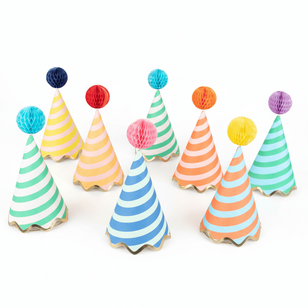 Meri Meri Party Stripe Party Hats - bubblegum market