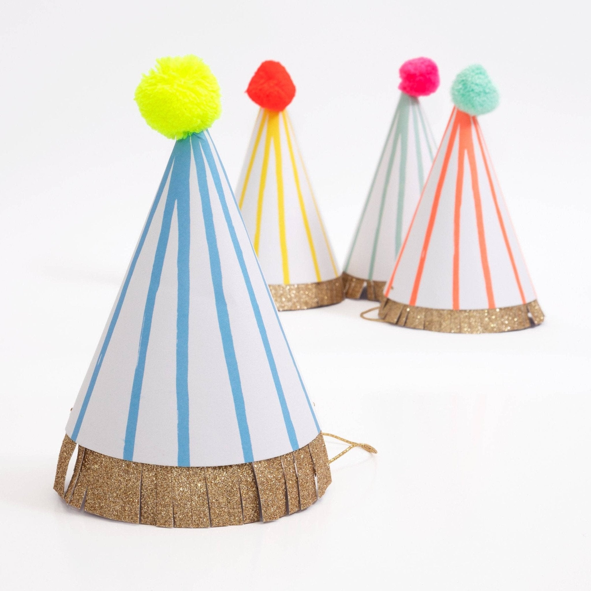 Meri Meri Party Stripe Pompom Party Hats - bubblegum market