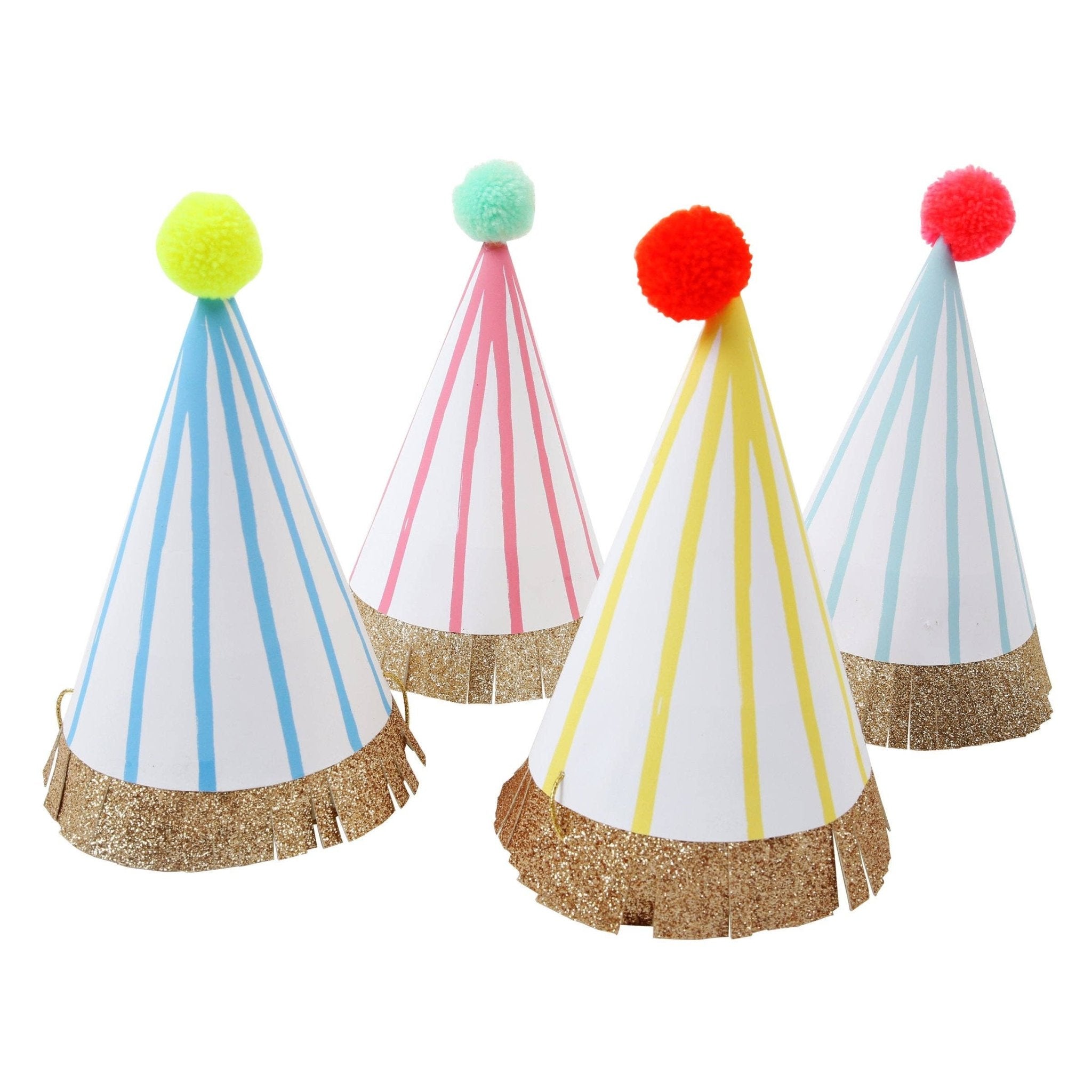 Meri Meri Party Stripe Pompom Party Hats - bubblegum market