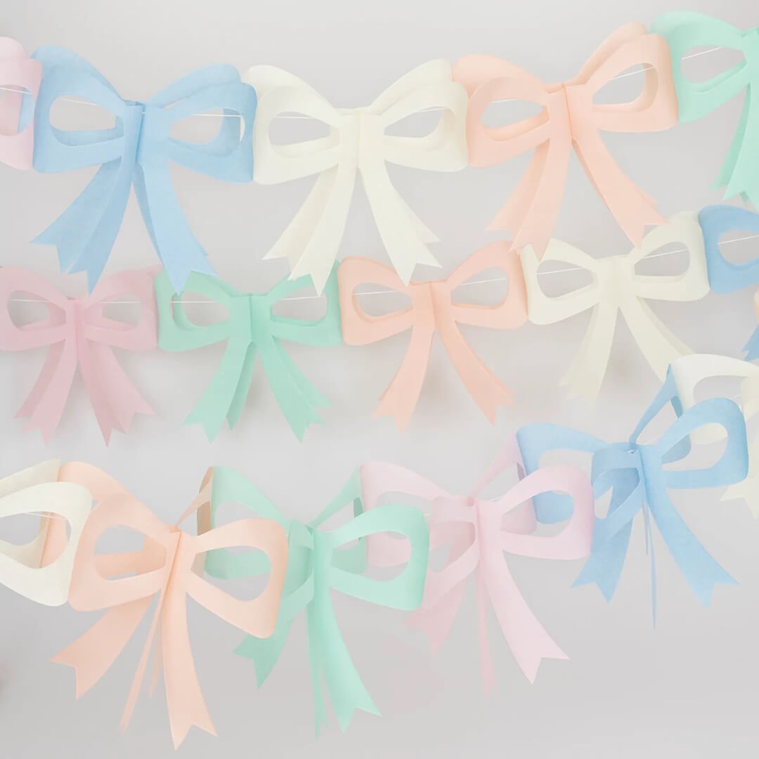 Meri Meri Party Tissue Paper Bow Garlands - bubblegum market
