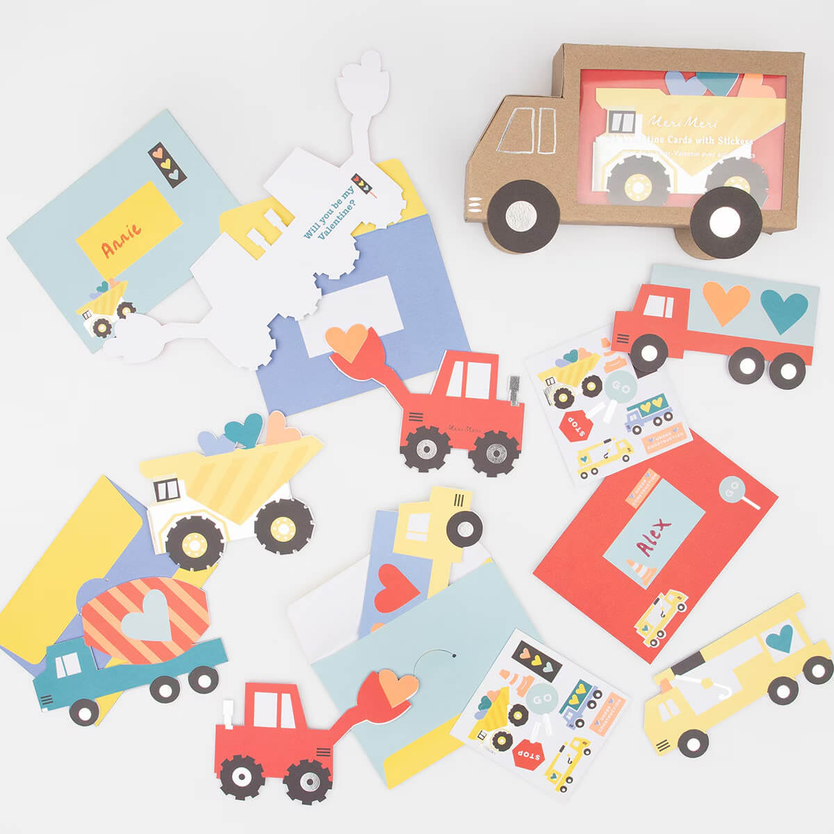 Meri Meri Party Truck Valentine Cards & Stickers Set (24ct) - bubblegum market