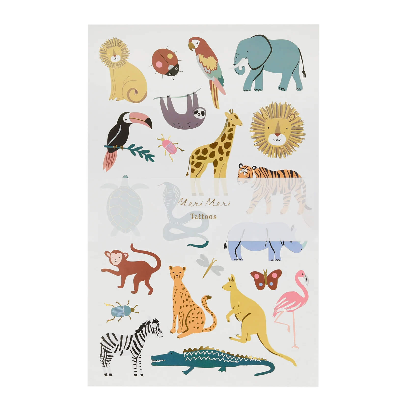Meri Meri Party Wild Animals Tattoo Sheets - bubblegum market