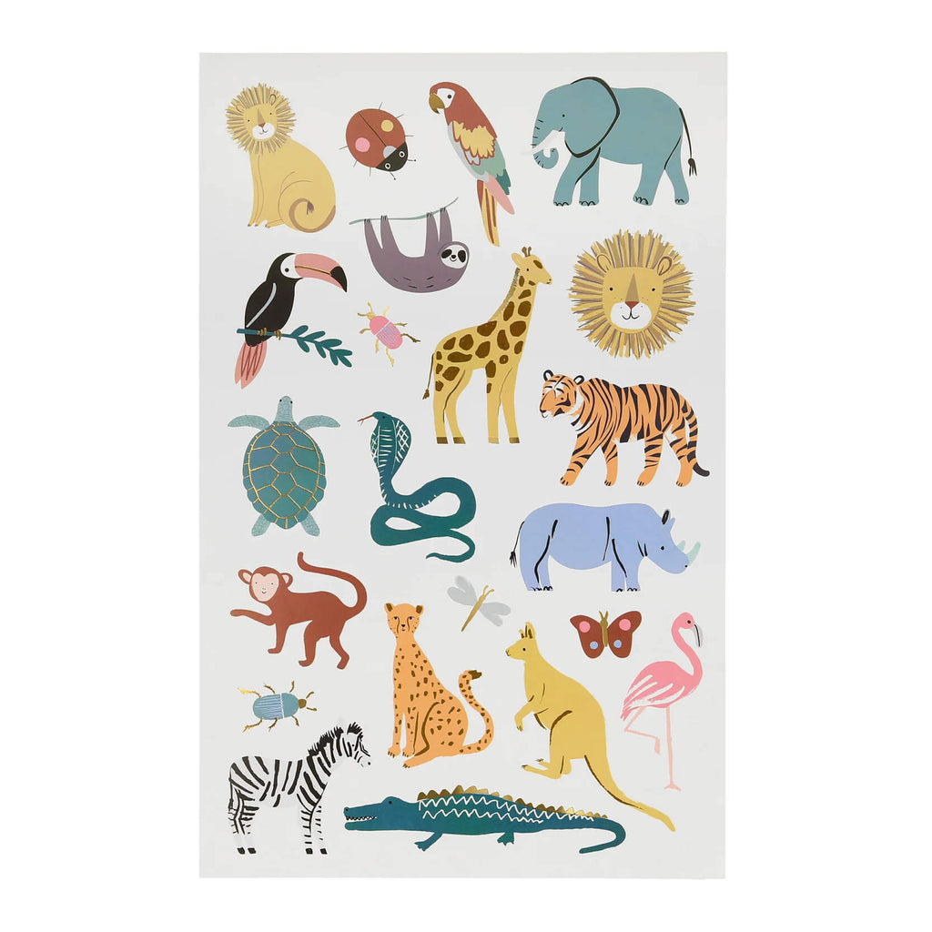 meri-meri-party-wild-animals-tattoo-sheets-giraffe-elephant-lion-zebra-crocodile-tiger