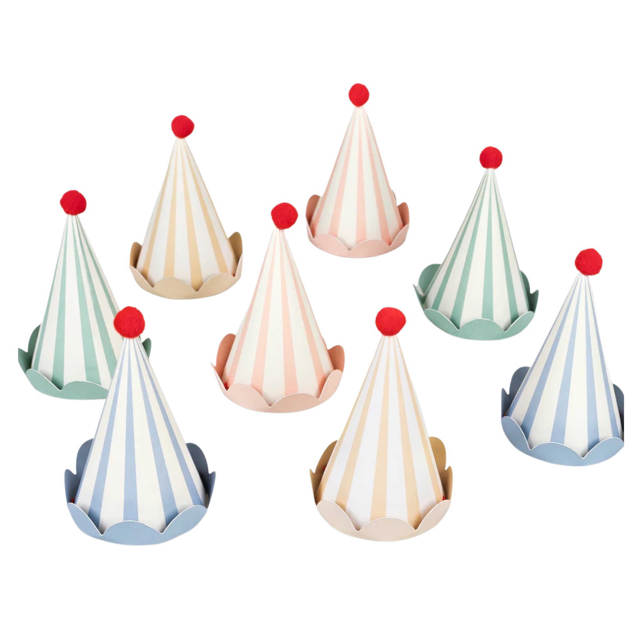 Meri Meri Pastel Stripe Party Hats - bubblegum market