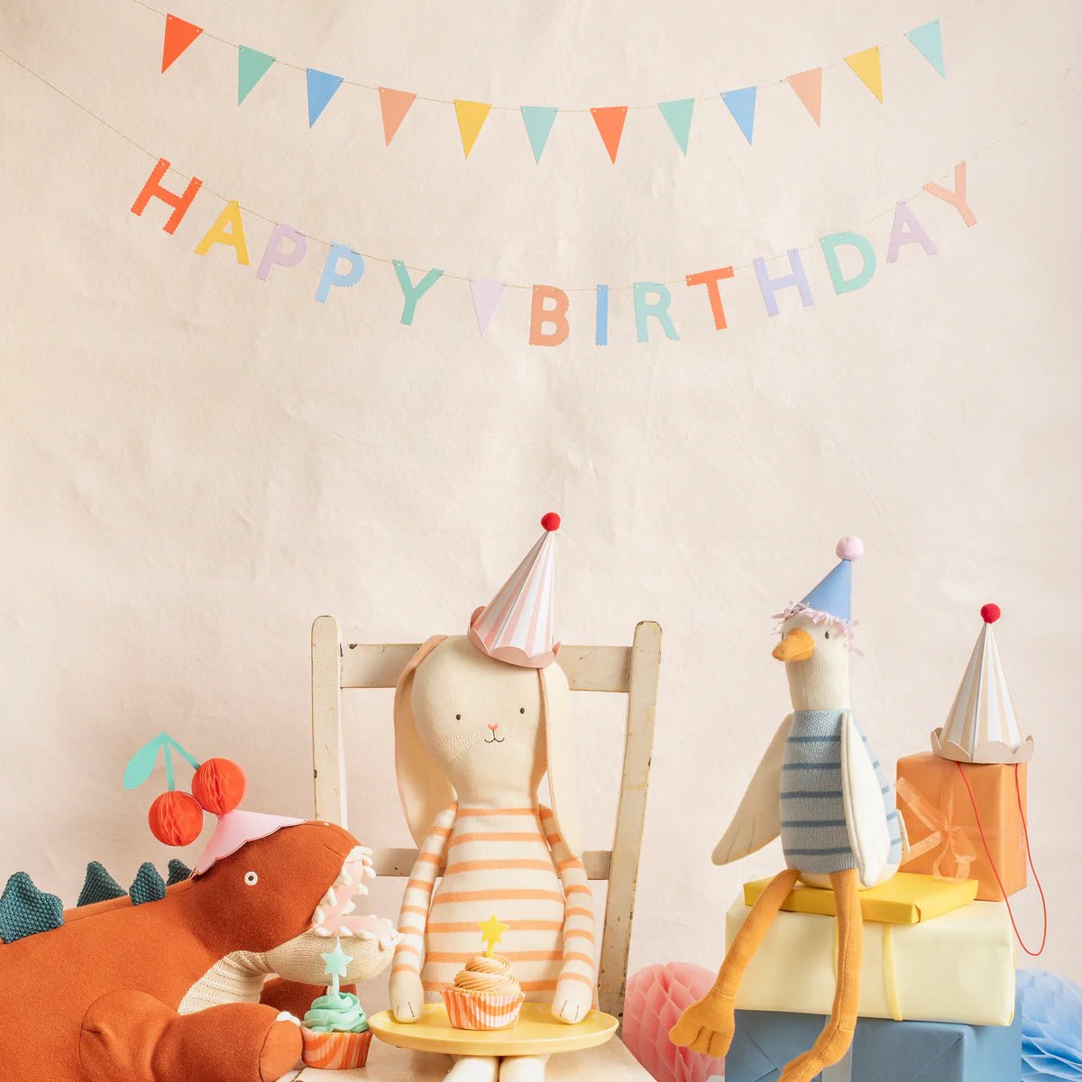 Meri Meri Pastel Stripe Party Hats - bubblegum market