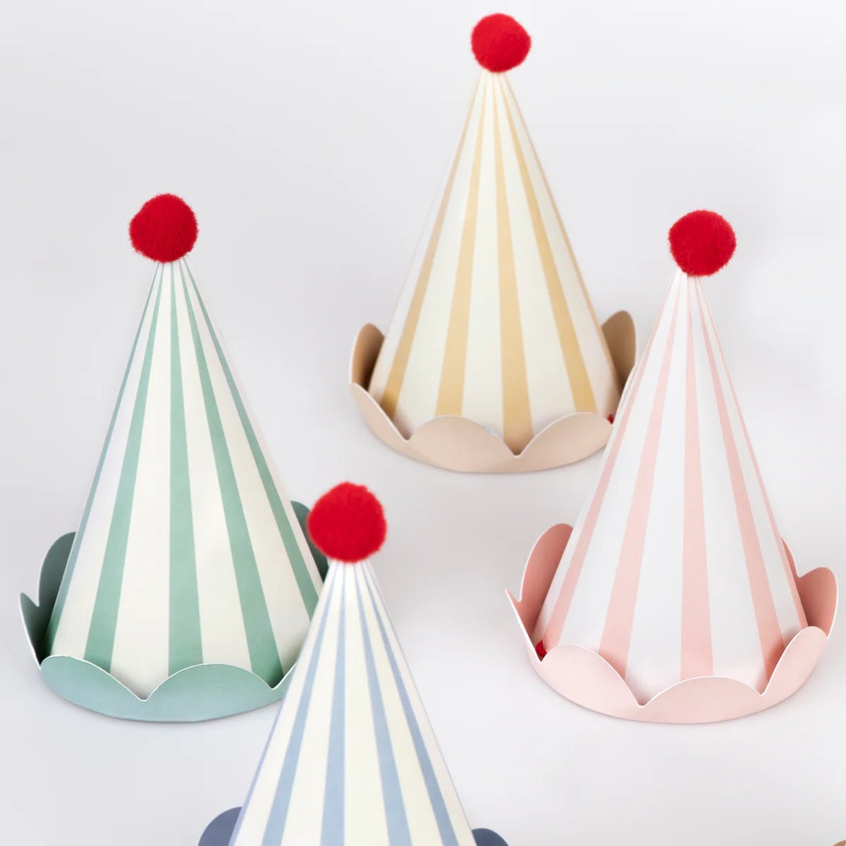 Meri Meri Pastel Stripe Party Hats - bubblegum market