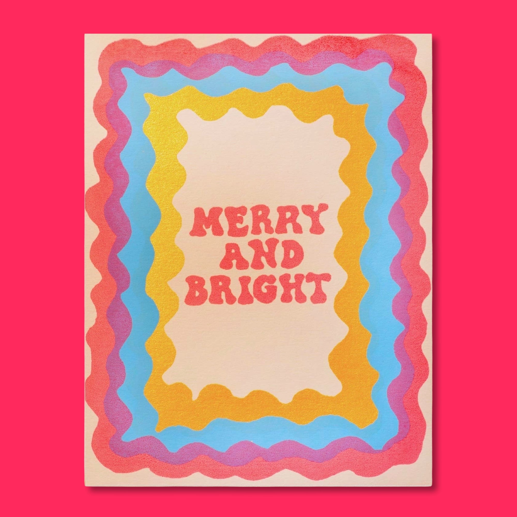 MERRY AND BRIGHT HOLIDAY GREETING CARD - bubblegum market