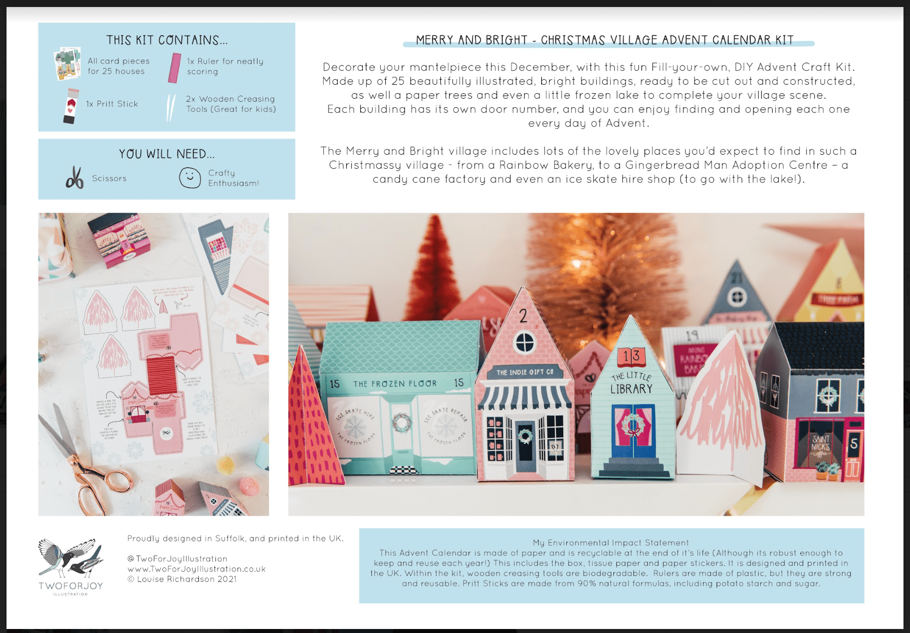 Merry & Bright DIY Village Advent Calender Craft Kit - bubblegum market