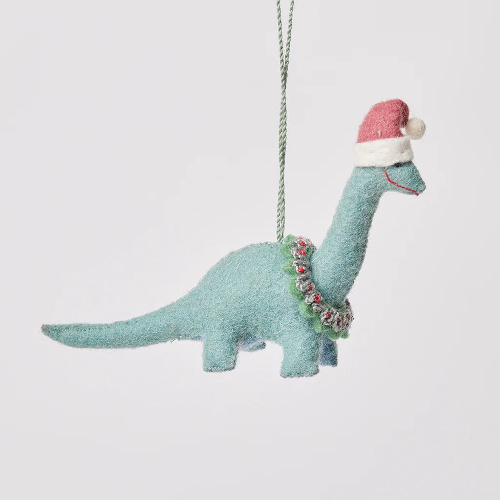 Merry & Bright Santa Brontosaurus Felt Ornament 6.5" - bubblegum market