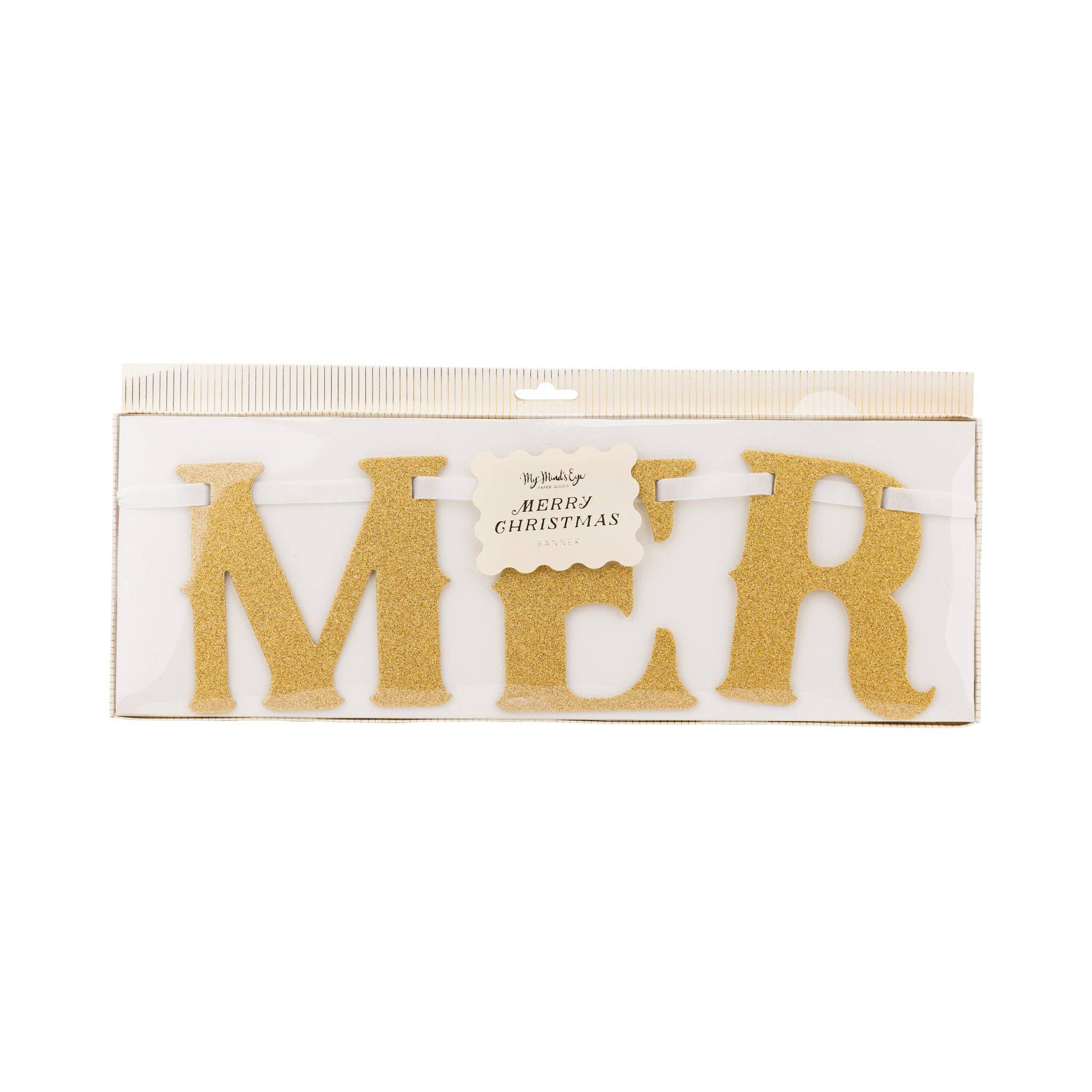 Merry Christmas Glitter Chipboard Banner - bubblegum market