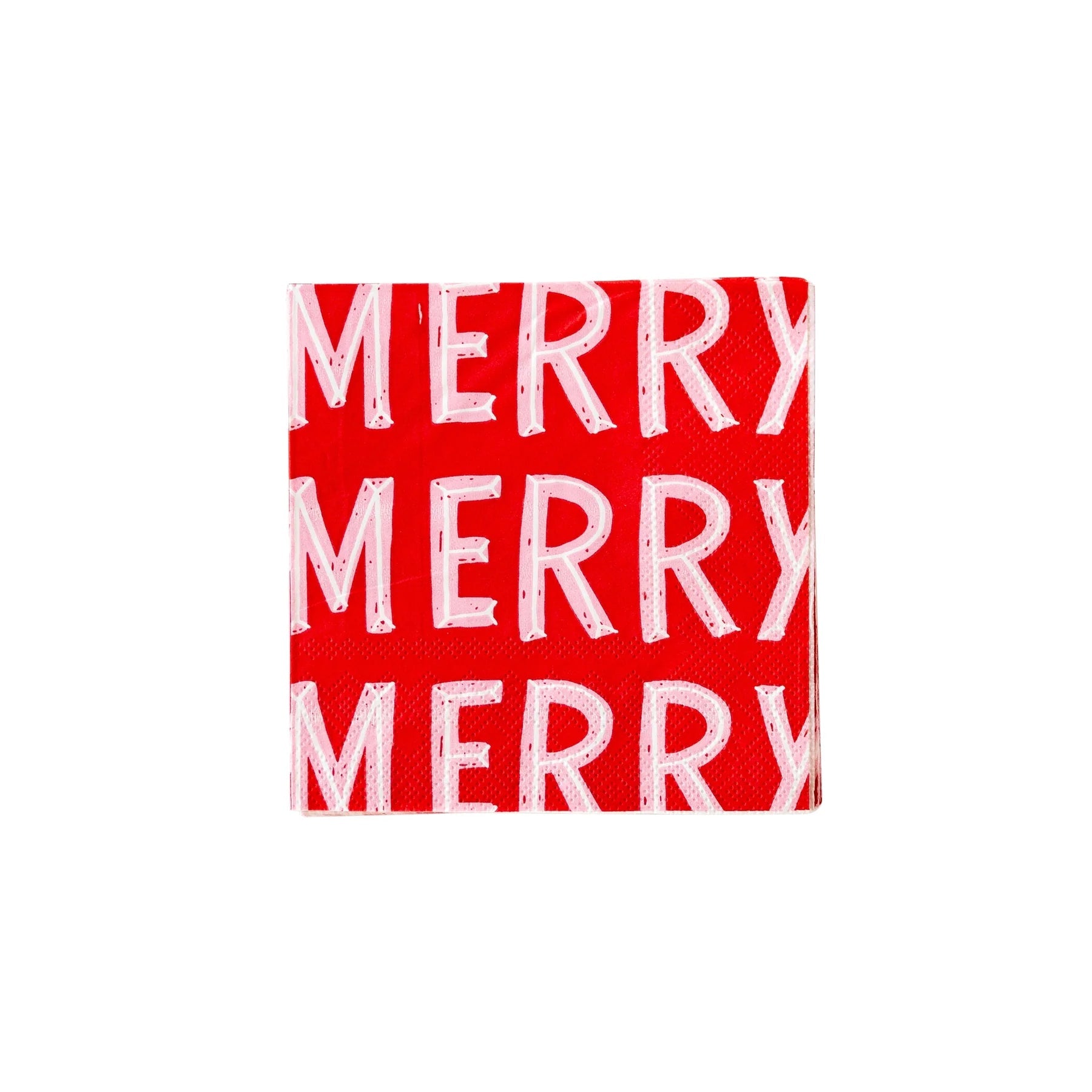 Merry Holiday Paper Cocktail Napkin - bubblegum market