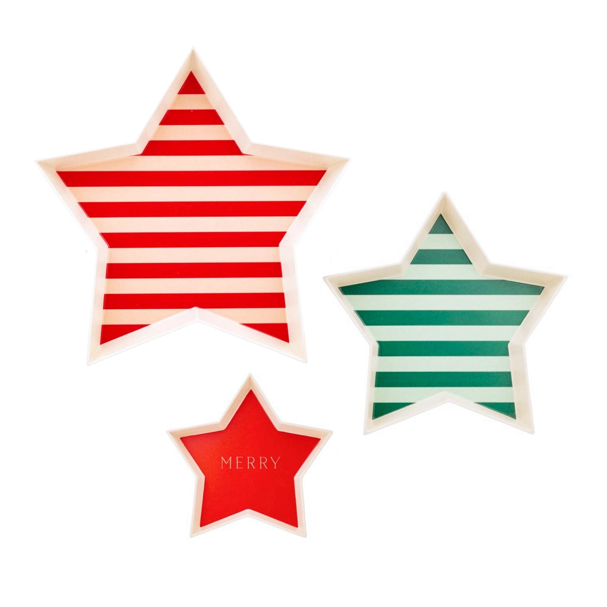 Merry / Stripes Star Bamboo Trays (Set of 3) - bubblegum market