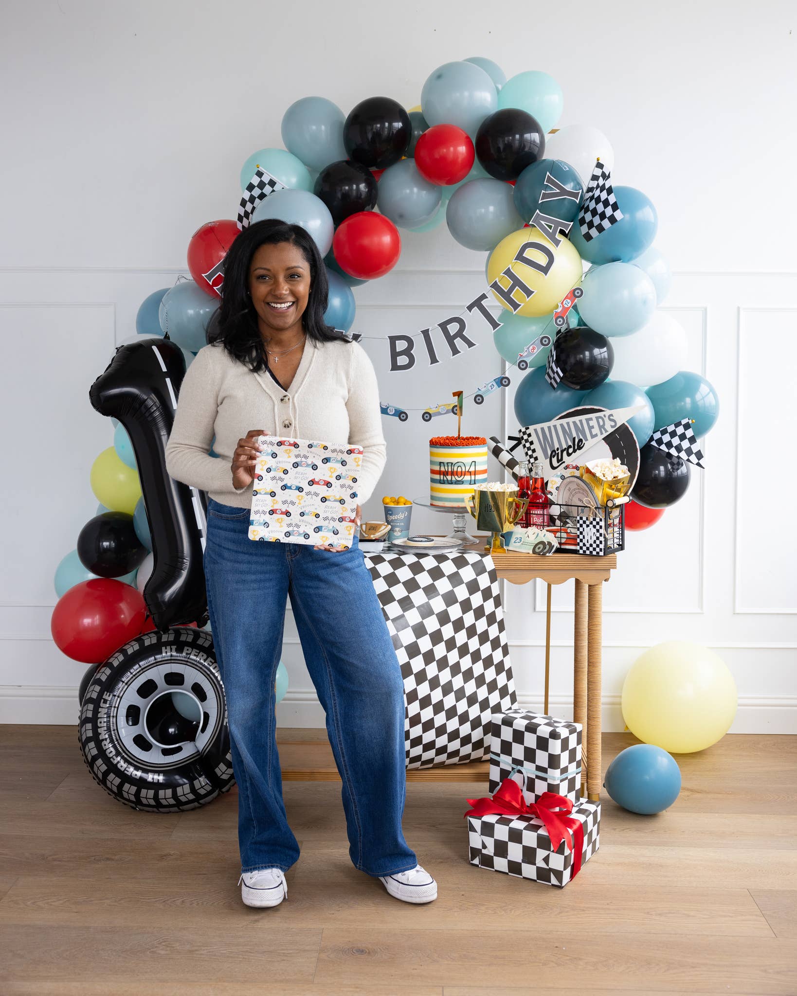 Miles Per Hour Checkered Flag Table Runner - bubblegum market
