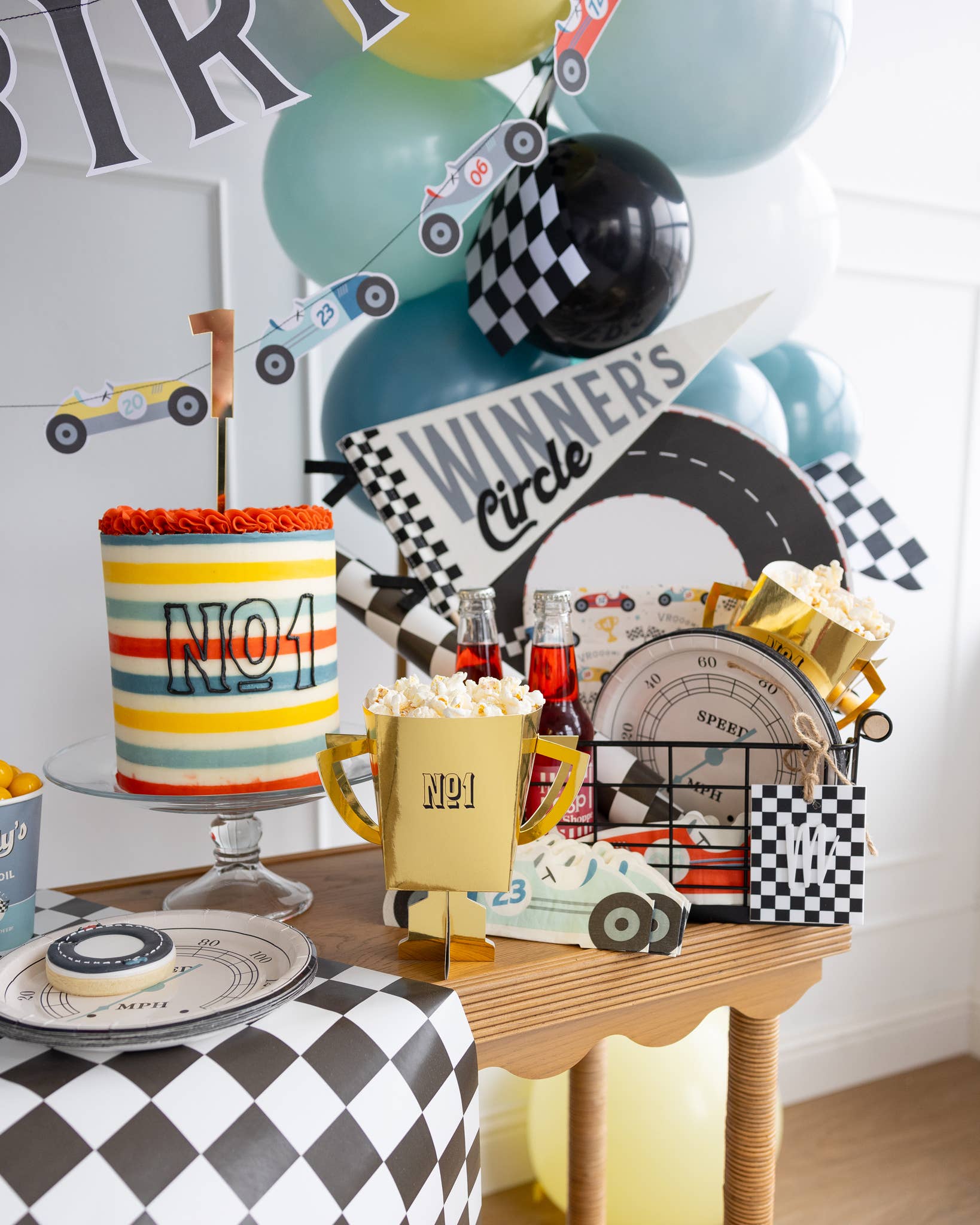 Miles Per Hour Checkered Flag Table Runner - bubblegum market