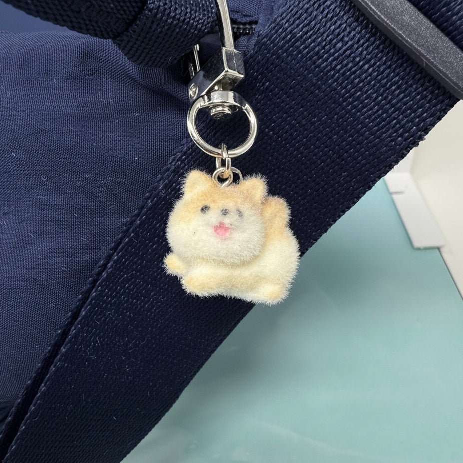 Mini Flocked Dog Keychain / Bag Charm - bubblegum market
